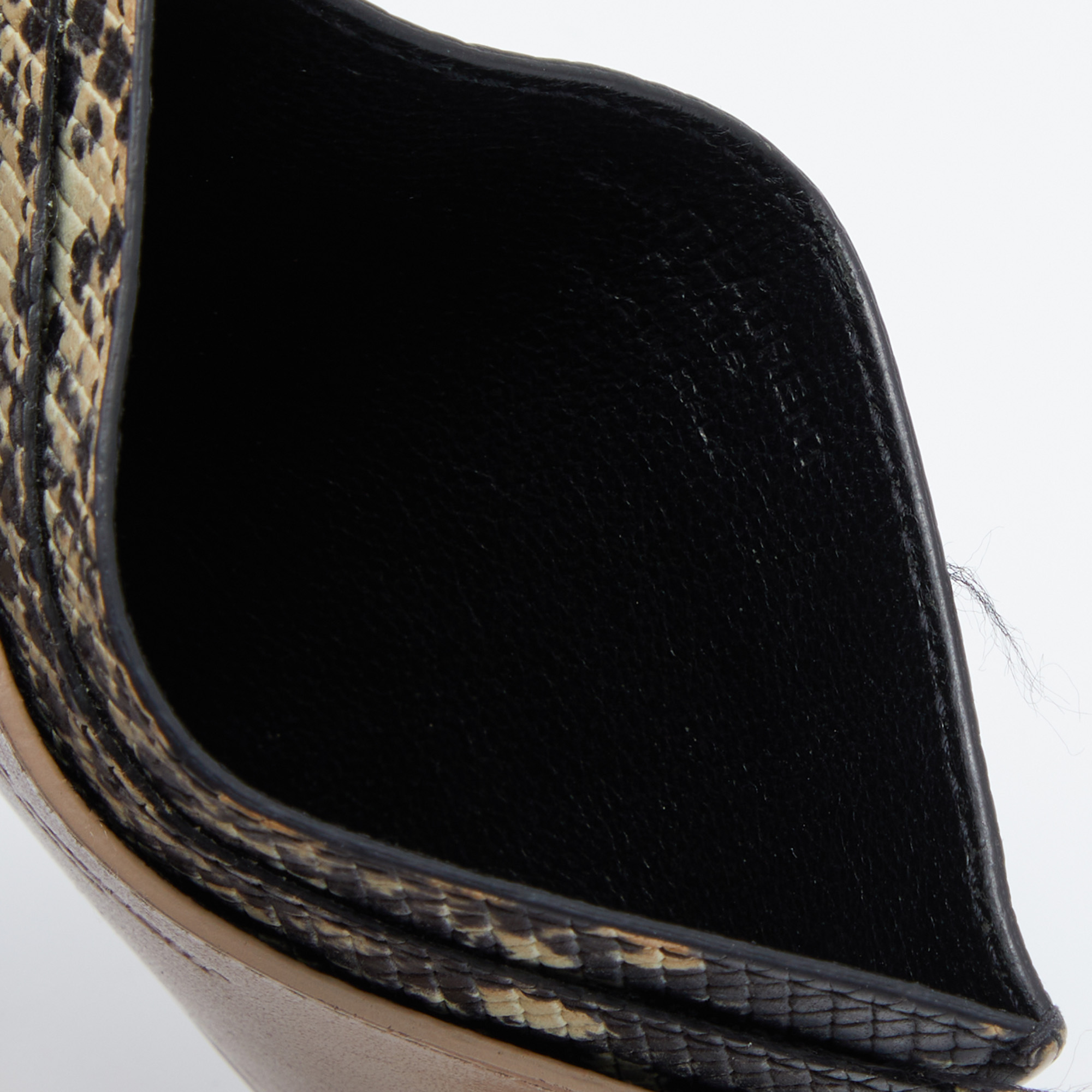 

Saint Laurent Beige/Black Python Embossed and Leather Card Holder