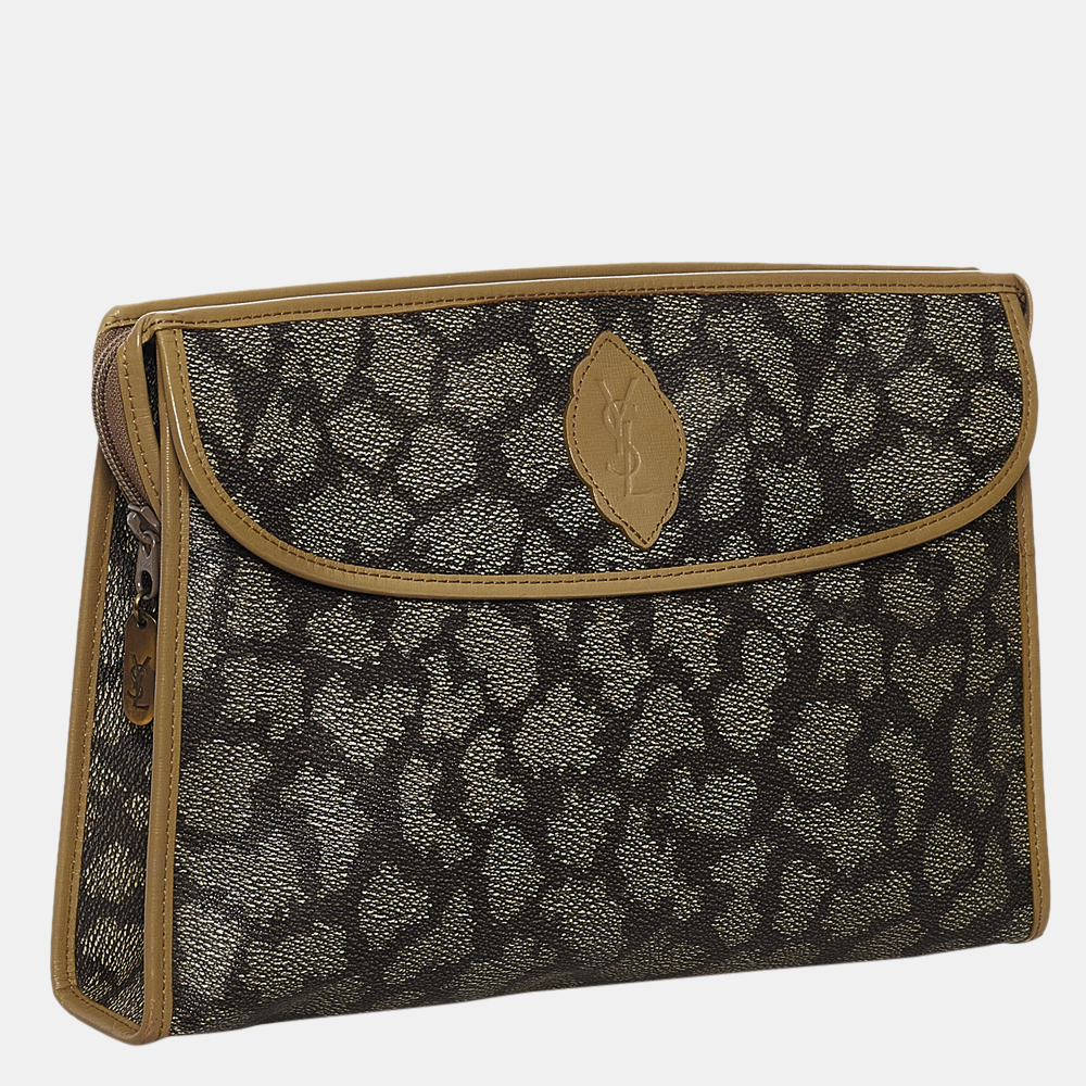 

Saint Laurent Paris Beige/Black/Brown Printed Clutch Bag