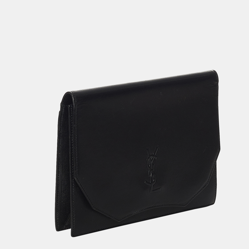 

Saint Laurent Paris Black Leather Clutch Bag