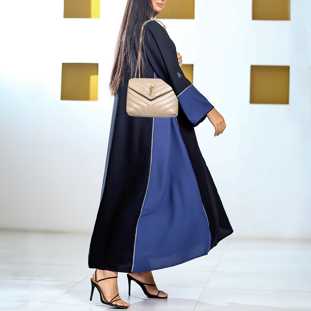 

Saint Laurent Beige Leather Small Loulou Shoulder Bag