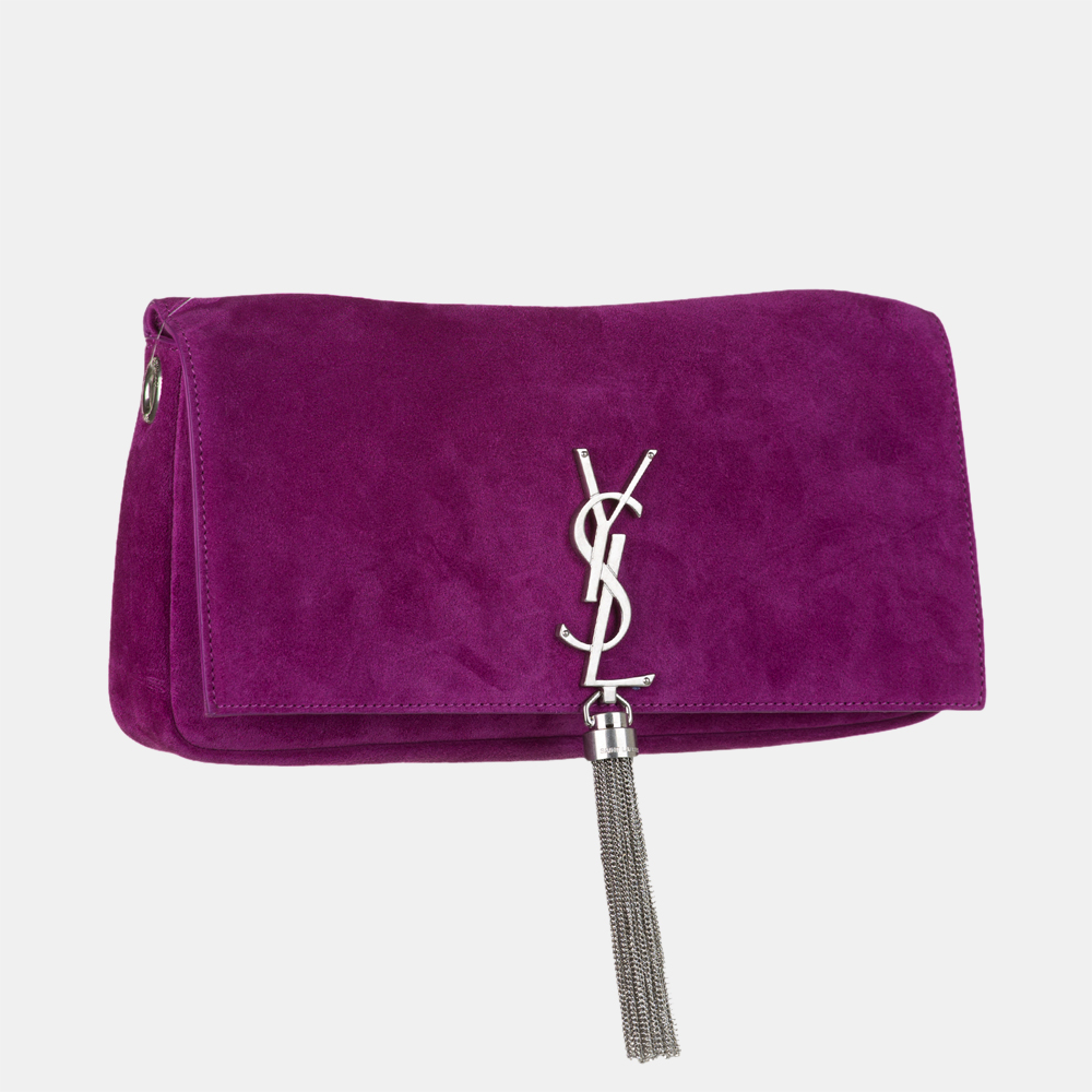 

Saint Laurent Paris Purple Monogram Kate Suede Crossbody Bag