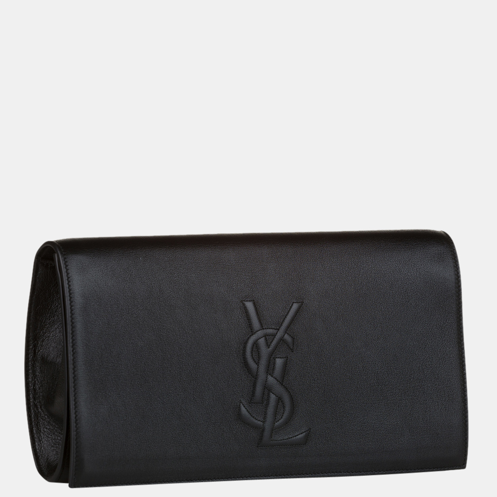 

Saint Laurent Paris Black Belle de Jour Leather Clutch Bag