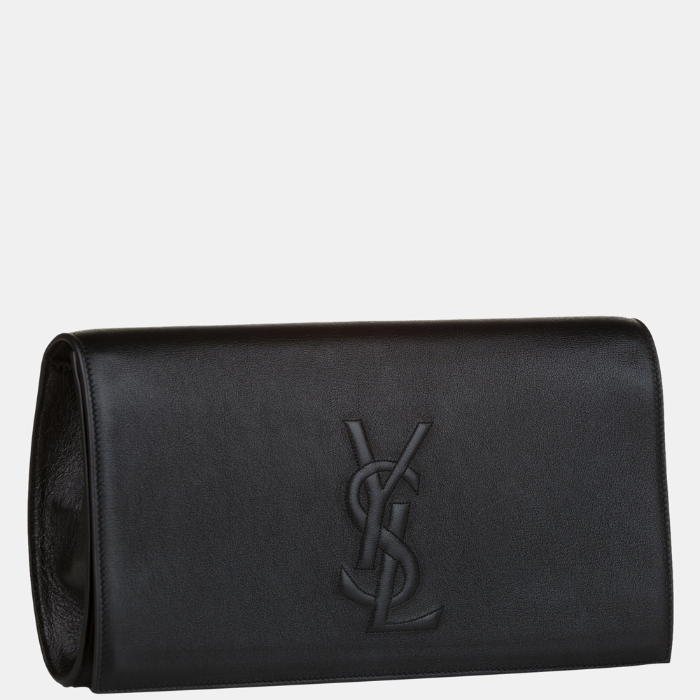 

Saint Laurent Paris Black Belle de Jour Leather Clutch Bag