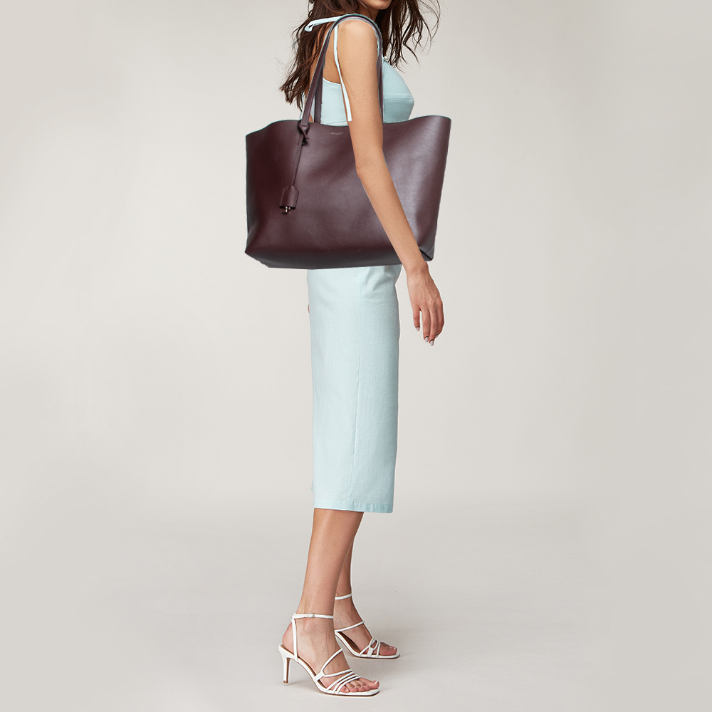 

Saint Laurent Burgundy Leather Shopping Tote