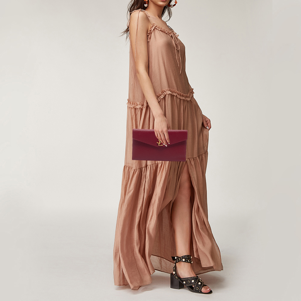 

Saint Laurent Red Leather Medium Uptown Clutch