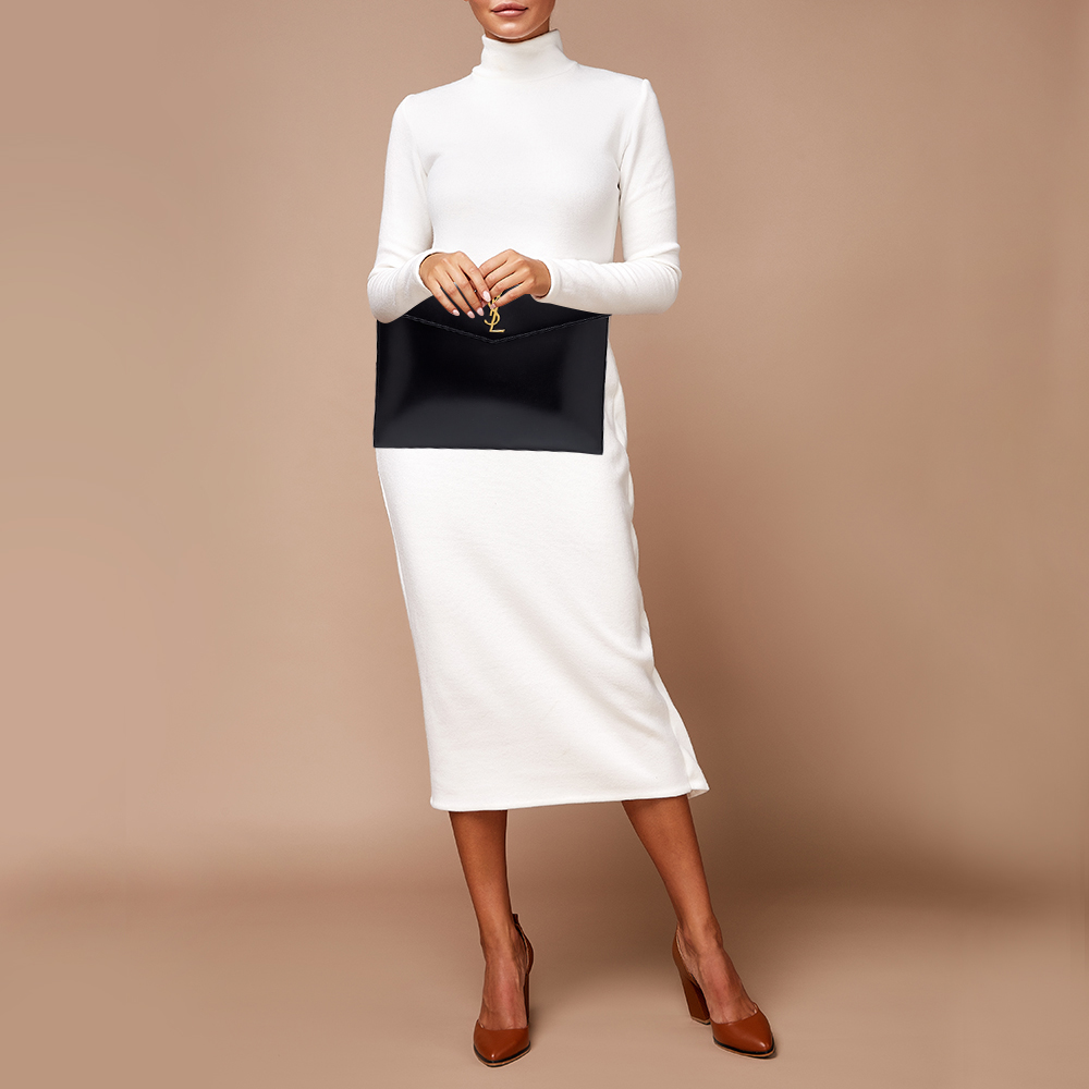 

Saint Laurent Black Leather Uptown Clutch