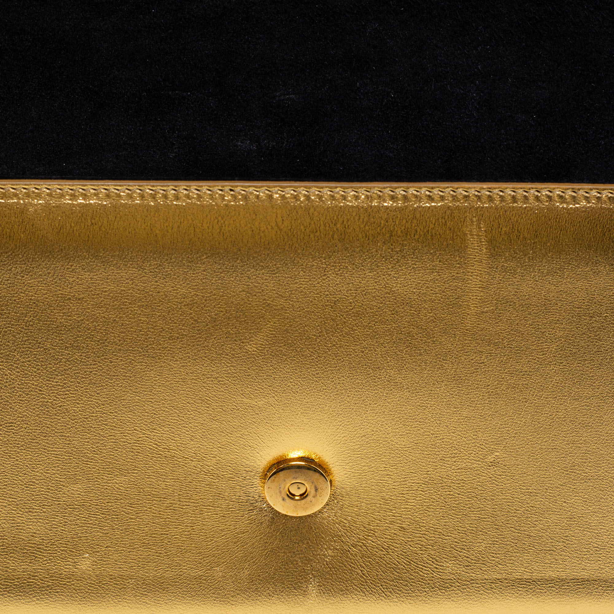 Saint Laurent Gold Calfskin Leather Monogram Clutch Bag - Yoogi's Closet