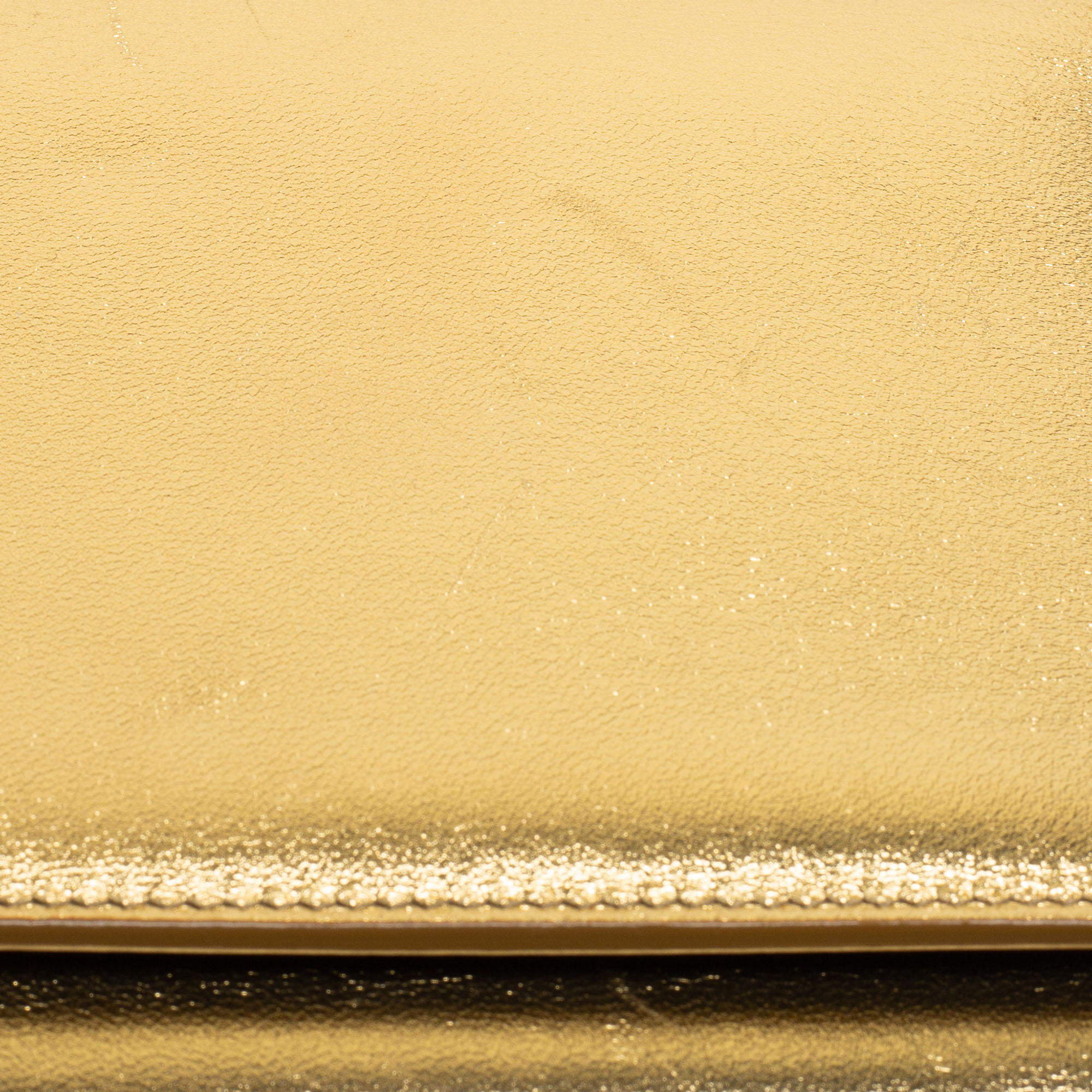 Saint Laurent Gold Calfskin Leather Monogram Clutch Bag - Yoogi's Closet