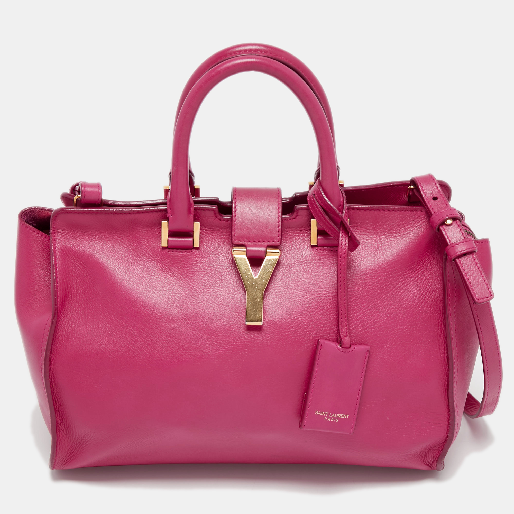 Pre-owned Saint Laurent Pink Grained Leather Small Cabas Chyc Tote