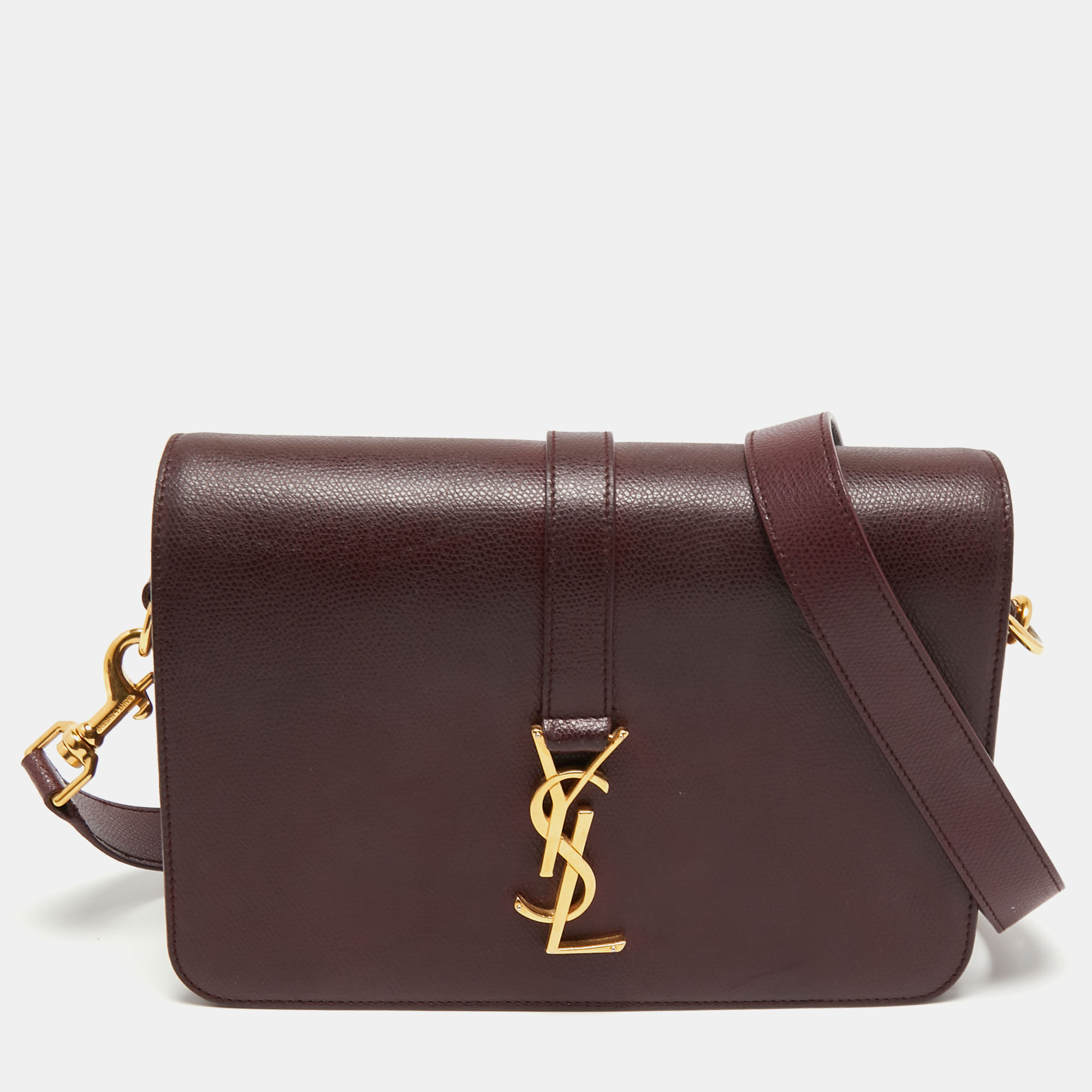 Click to view more detailed imagery on our partner's website Pre-owned Saint Laurent Burgundy Leather Medium Monogram Universite Shoulder Bag
