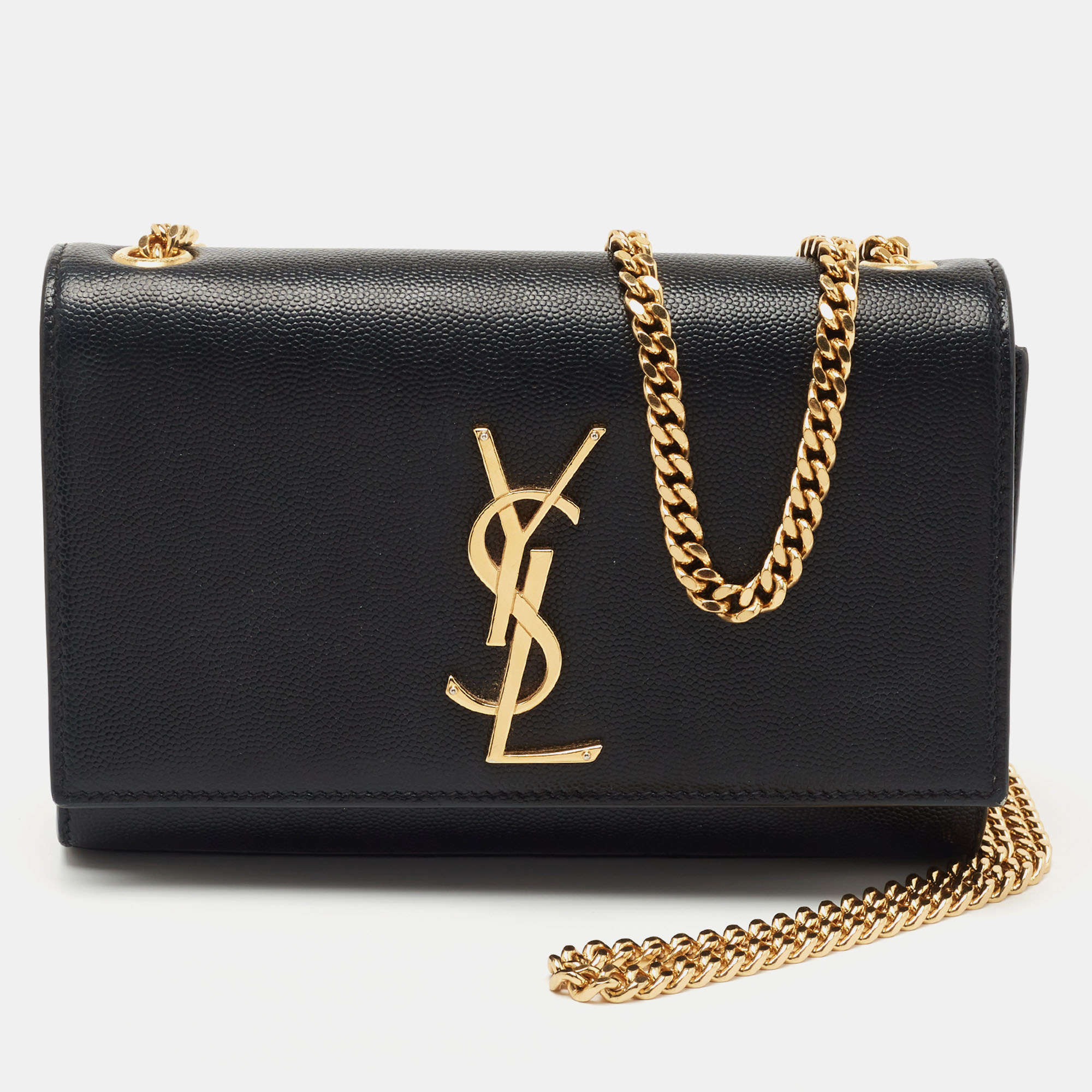 Pre-owned Saint Laurent Black Leather Small Kate Chain Bag
