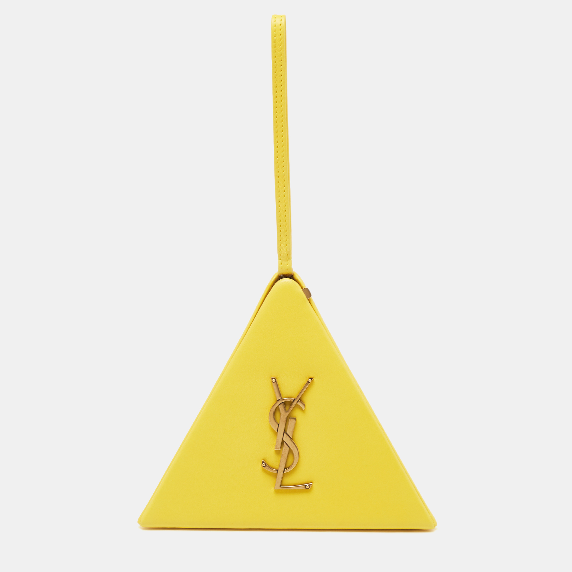 Pre-owned Saint Laurent Yellow Leather Pyramid Clutch Bag