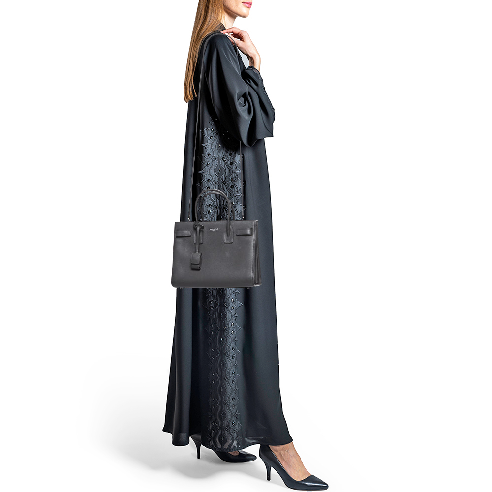 

Saint Laurent Dark Grey Leather Baby Classic Sac De Jour Tote