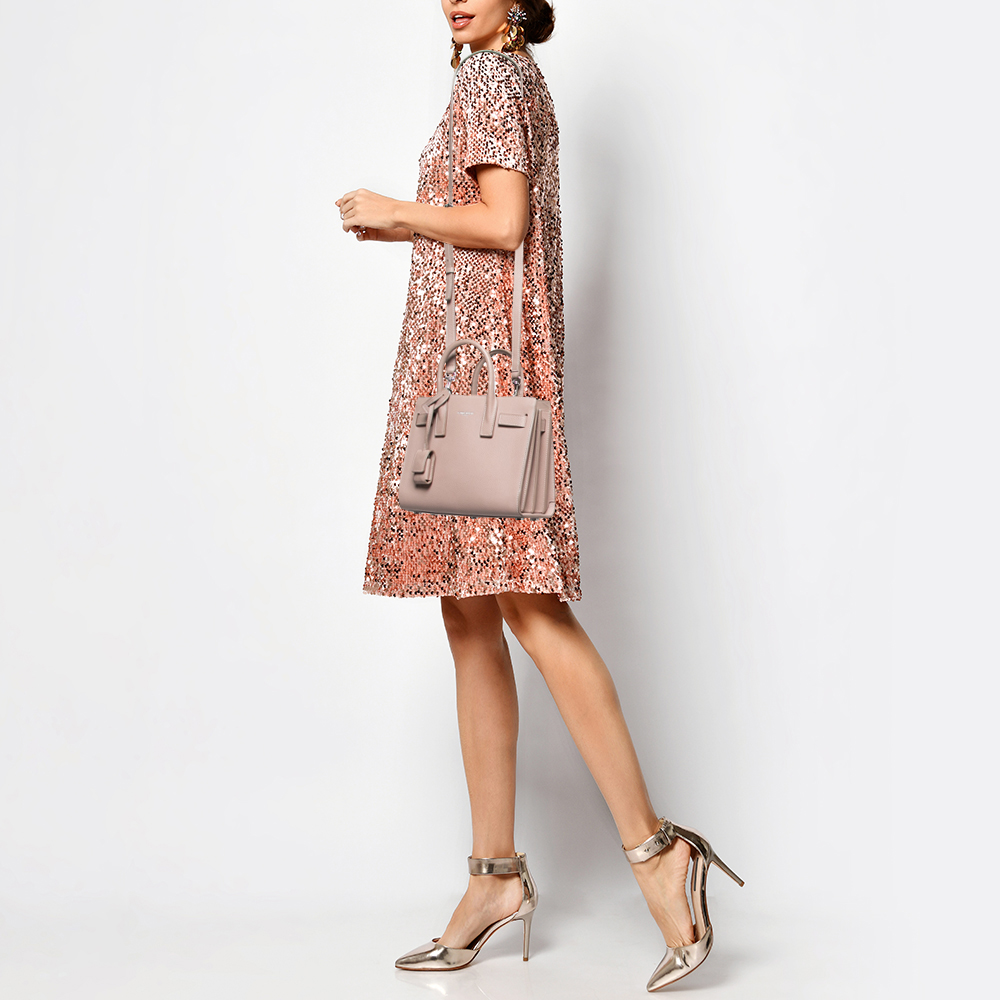 

Saint Laurent Old Rose Leather Nano Classic Sac De Jour Tote, Pink