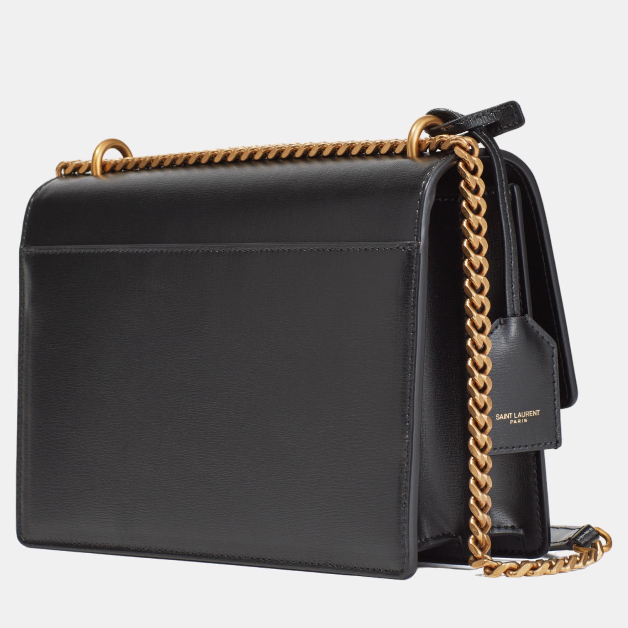 

SUNSET MEDIUM CHAIN BAG IN SMOOTH LEATHER, Black