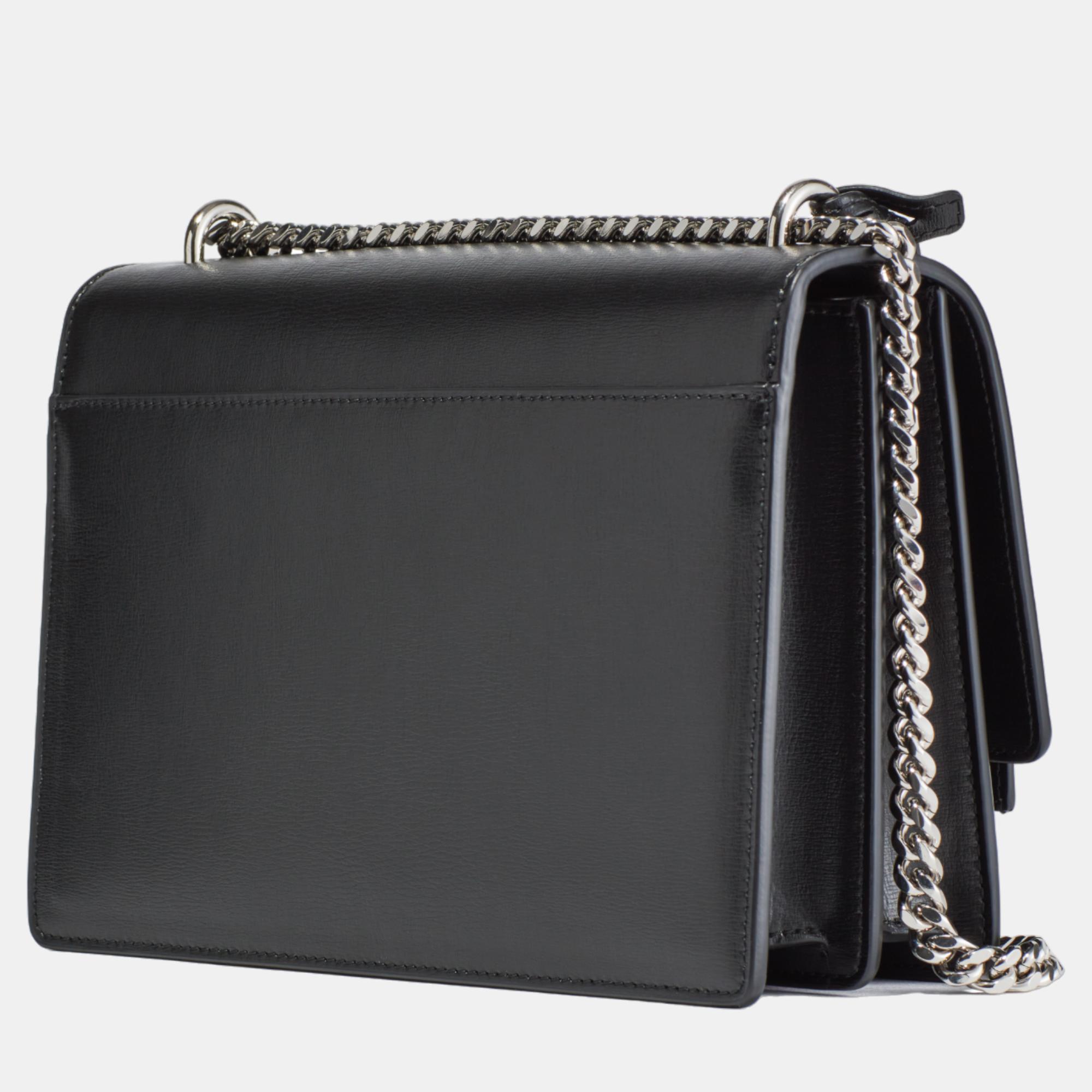 

SUNSET MEDIUM CHAIN BAG IN SMOOTH LEATHER, Black
