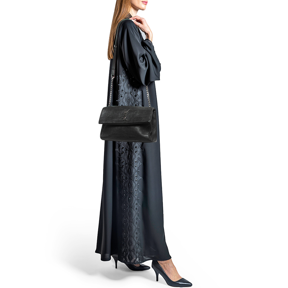 

Saint Laurent Black Croc Embossed Leather West Hollywood Shoulder Bag