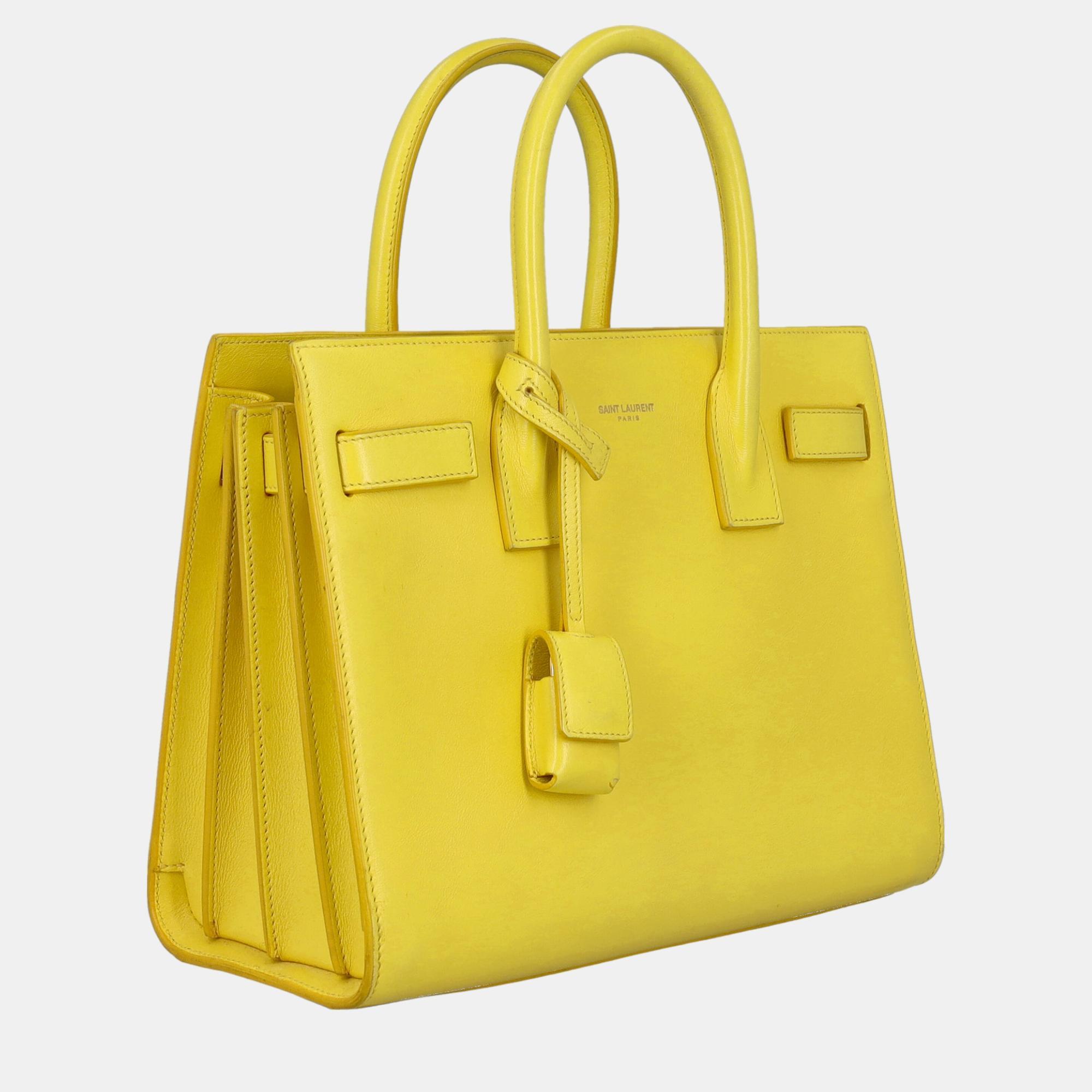 

Saint Laurent Sac De Jour - Women's Leather Tote Bag - Yellow