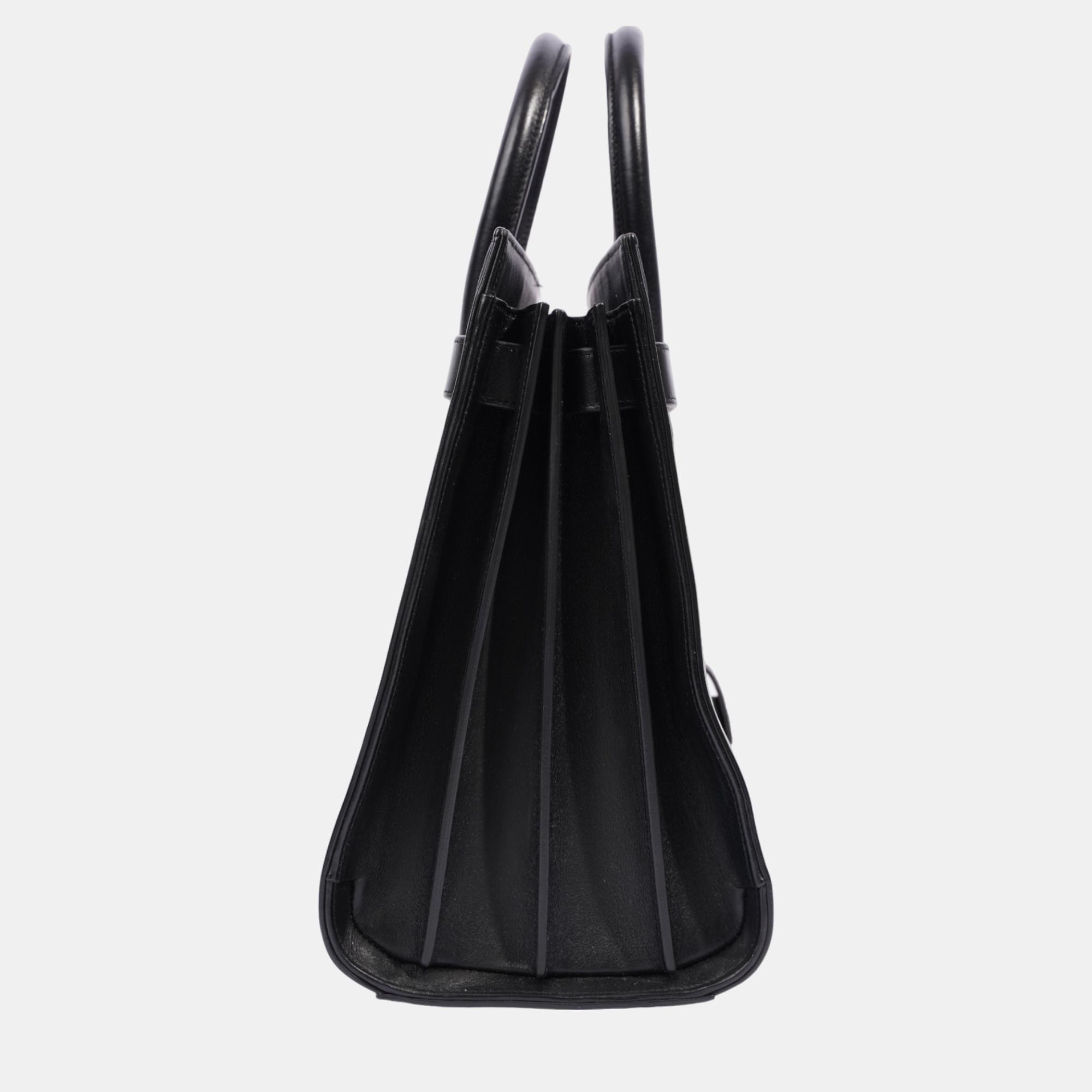 

Saint Laurent Sac De Jour Bag Black / White Leather Small