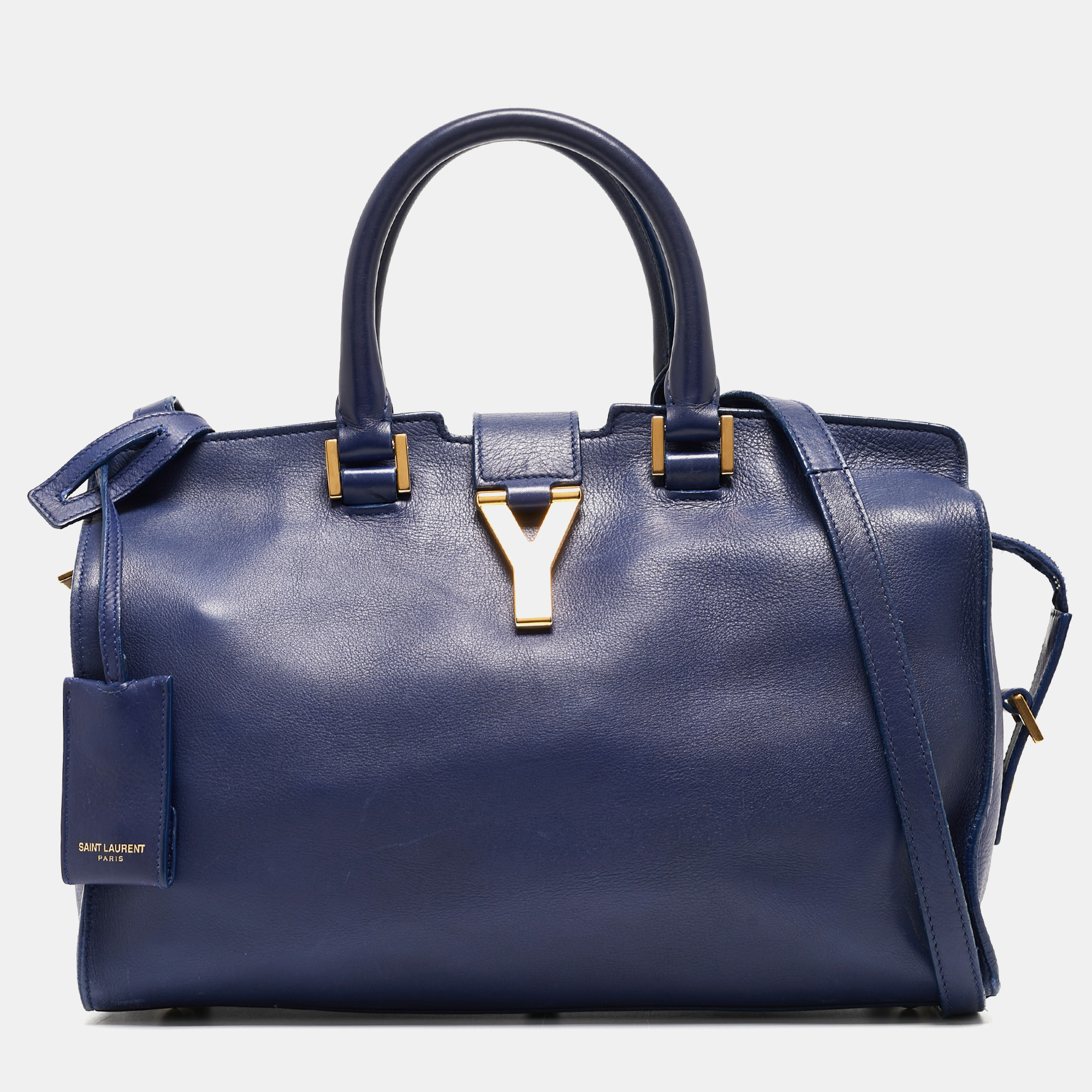 Pre-owned Saint Laurent Blue Leather Small Ligne Y Cabas Chyc Tote