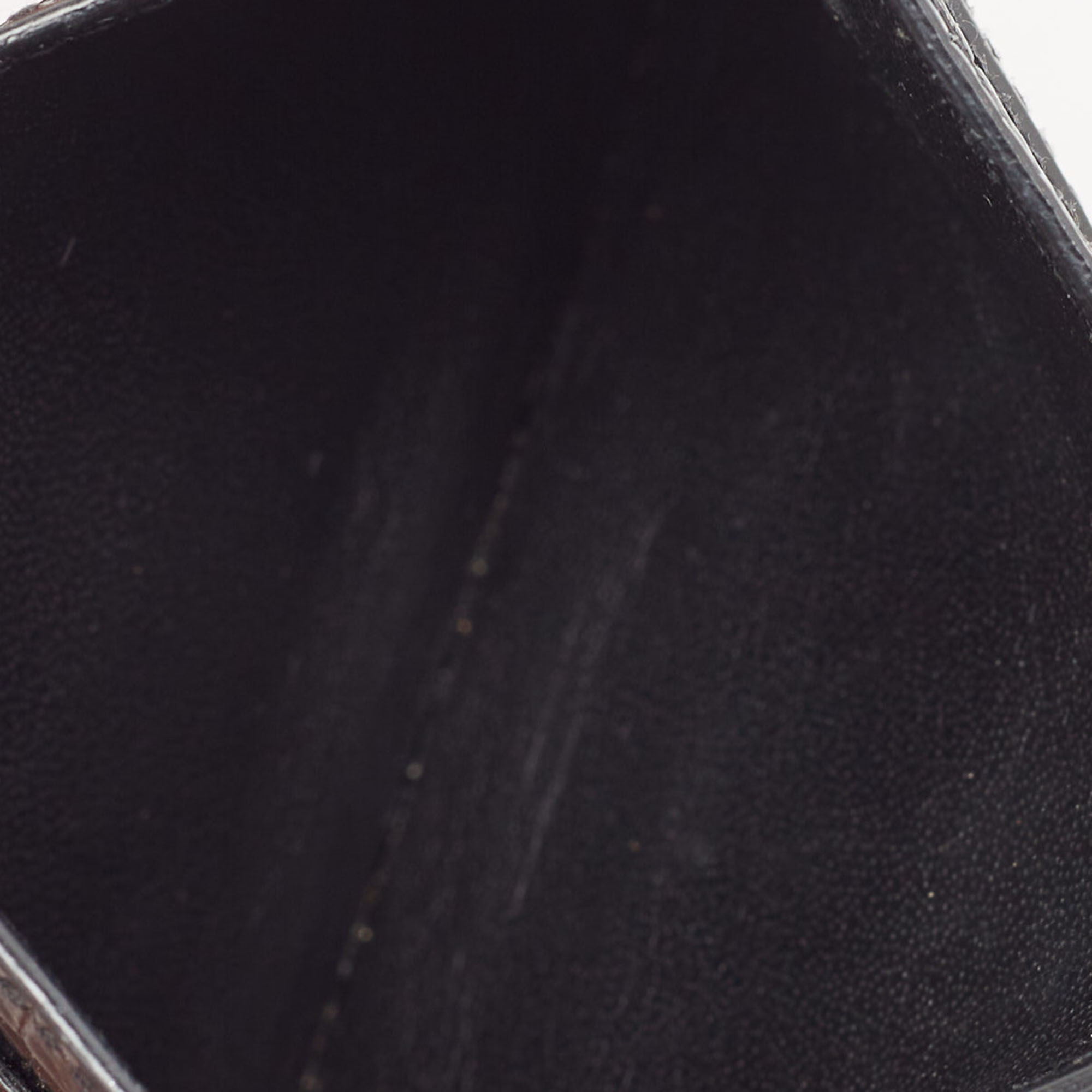 

Saint Laurent Black Croc Embossed Leather Monogram Card Holder