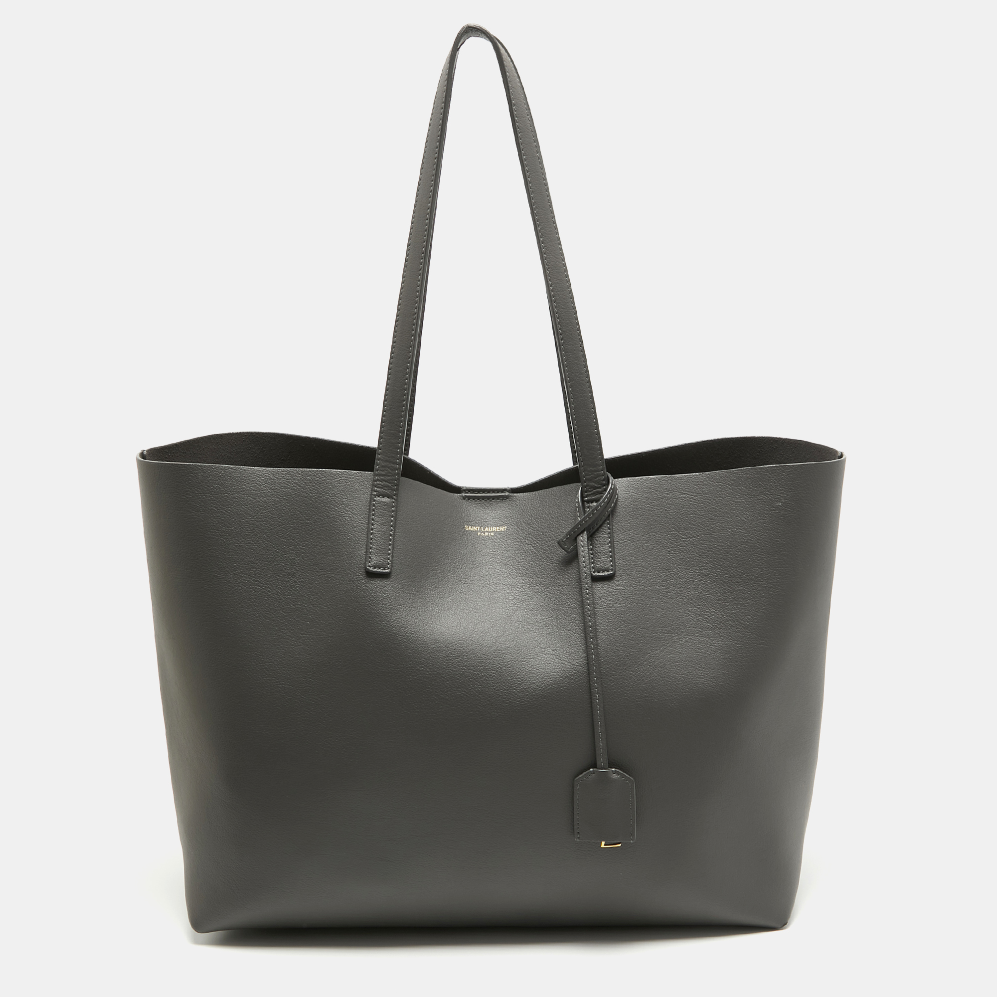 Pre-owned Saint Laurent Grey Leather East West Tote