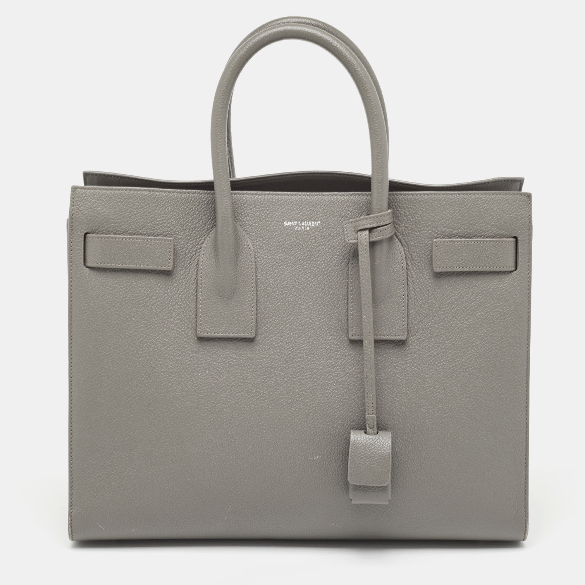 Pre-owned Saint Laurent Grey Leather Small Classic Sac De Jour Tote