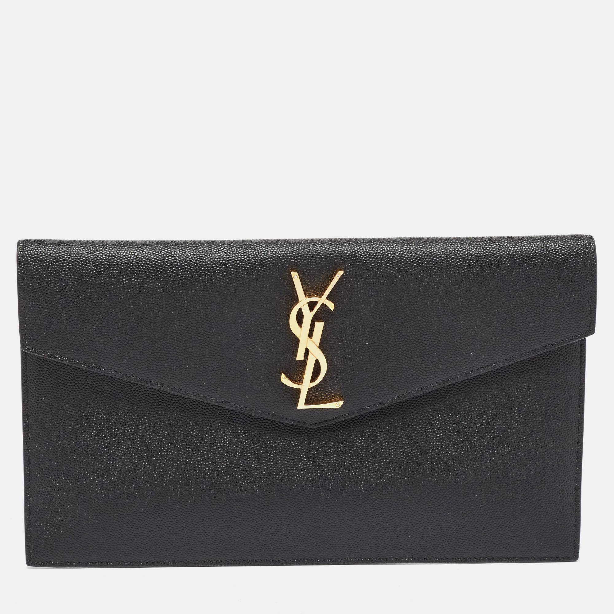 Pre-owned Saint Laurent Black Leather Uptown Pouch