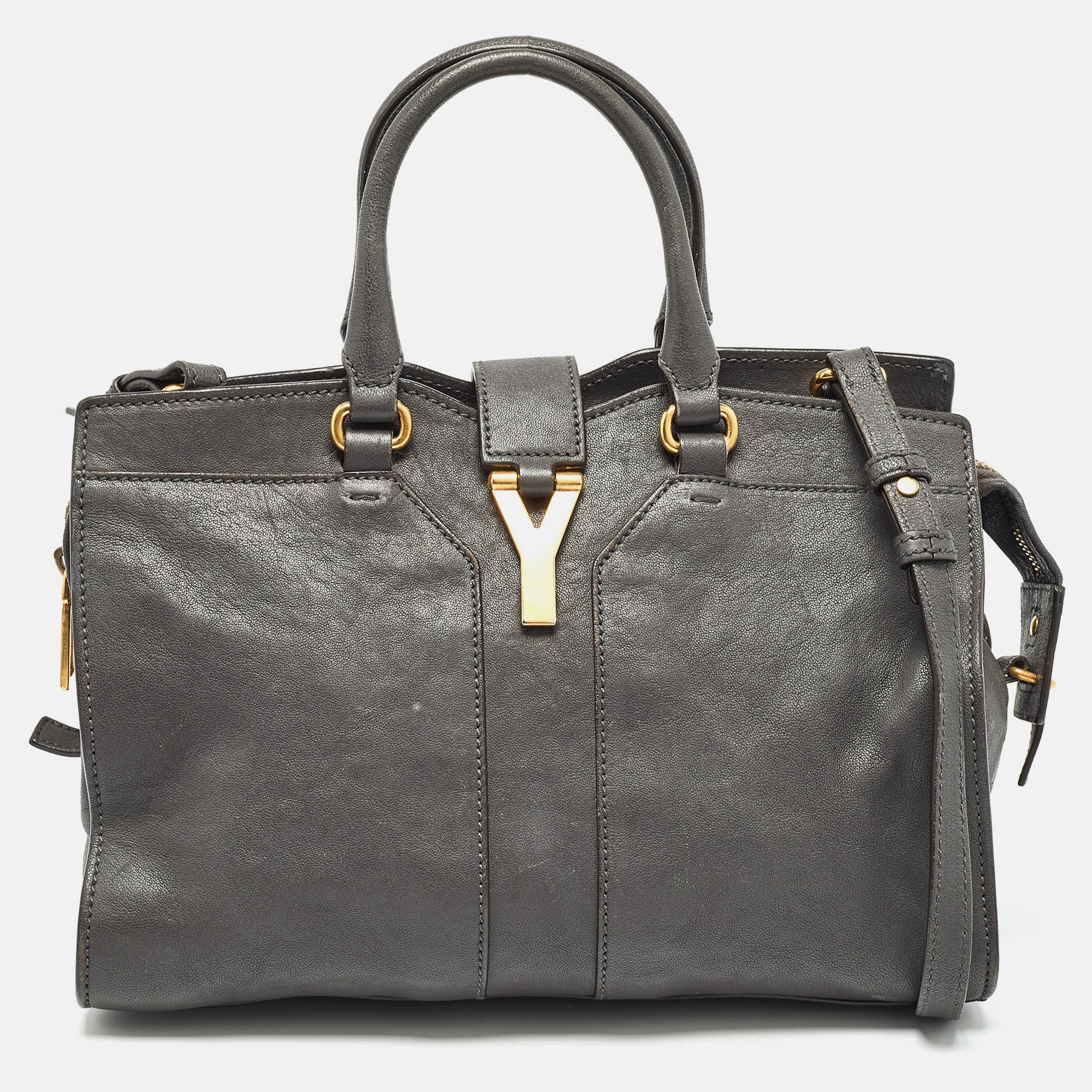 

Saint Laurent Grey Leather Small Cabas Chyc Tote