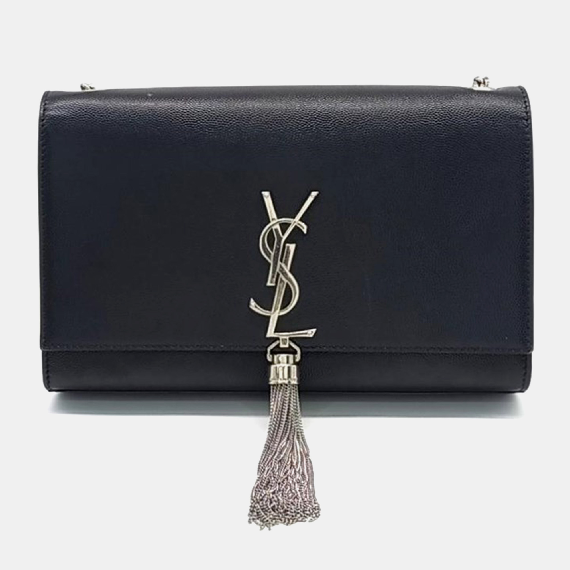 Pre-owned Saint Laurent Monogram Kate Chain Shoulder Bag In Black