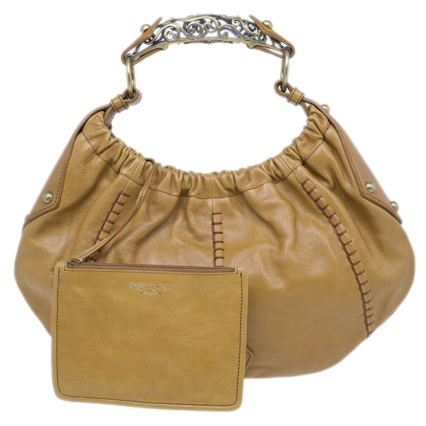 Pre Owned Saint Laurent Paris Beige Leather Hobo