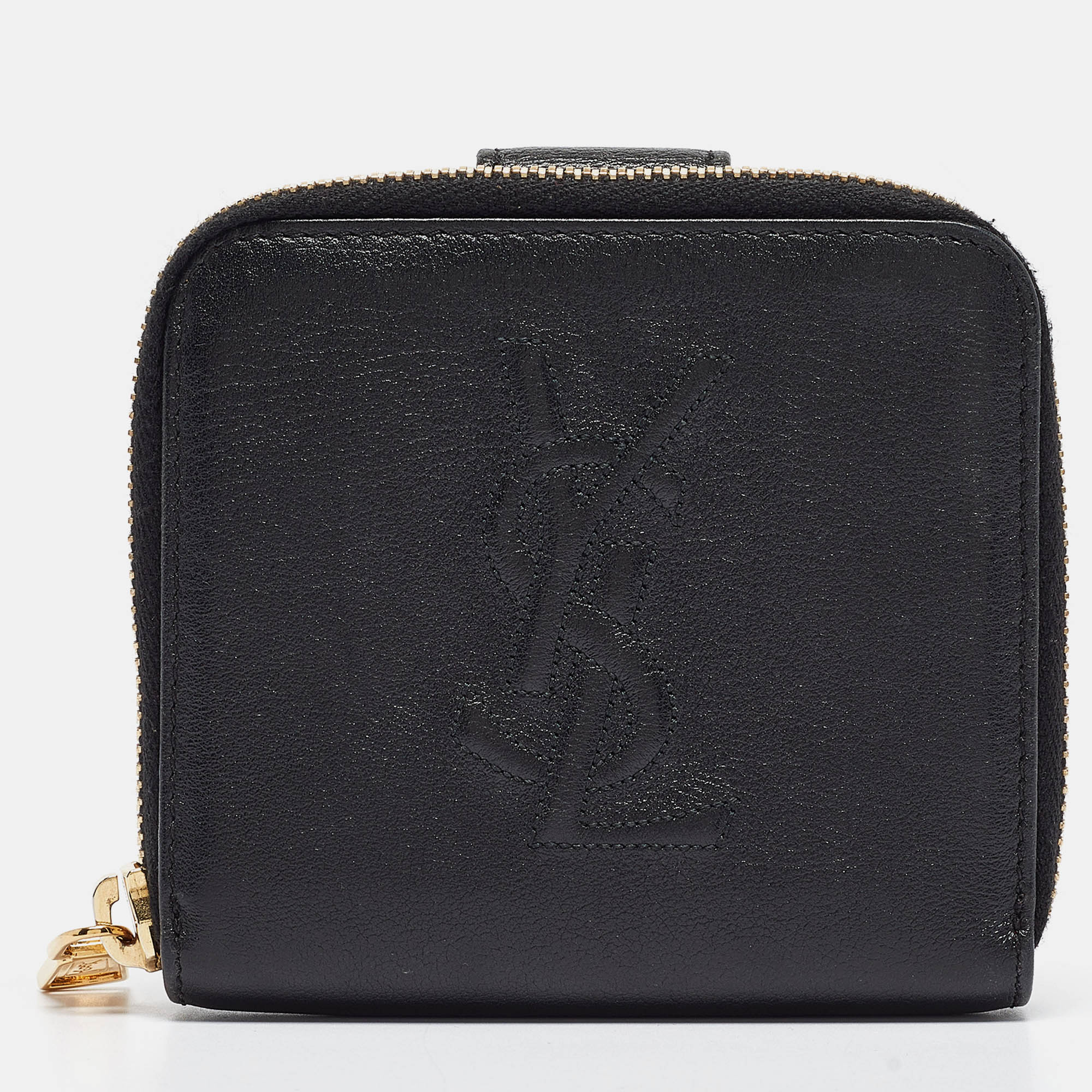 

Saint Laurent Black Leather Belle de Jour Zip Compact Wallet