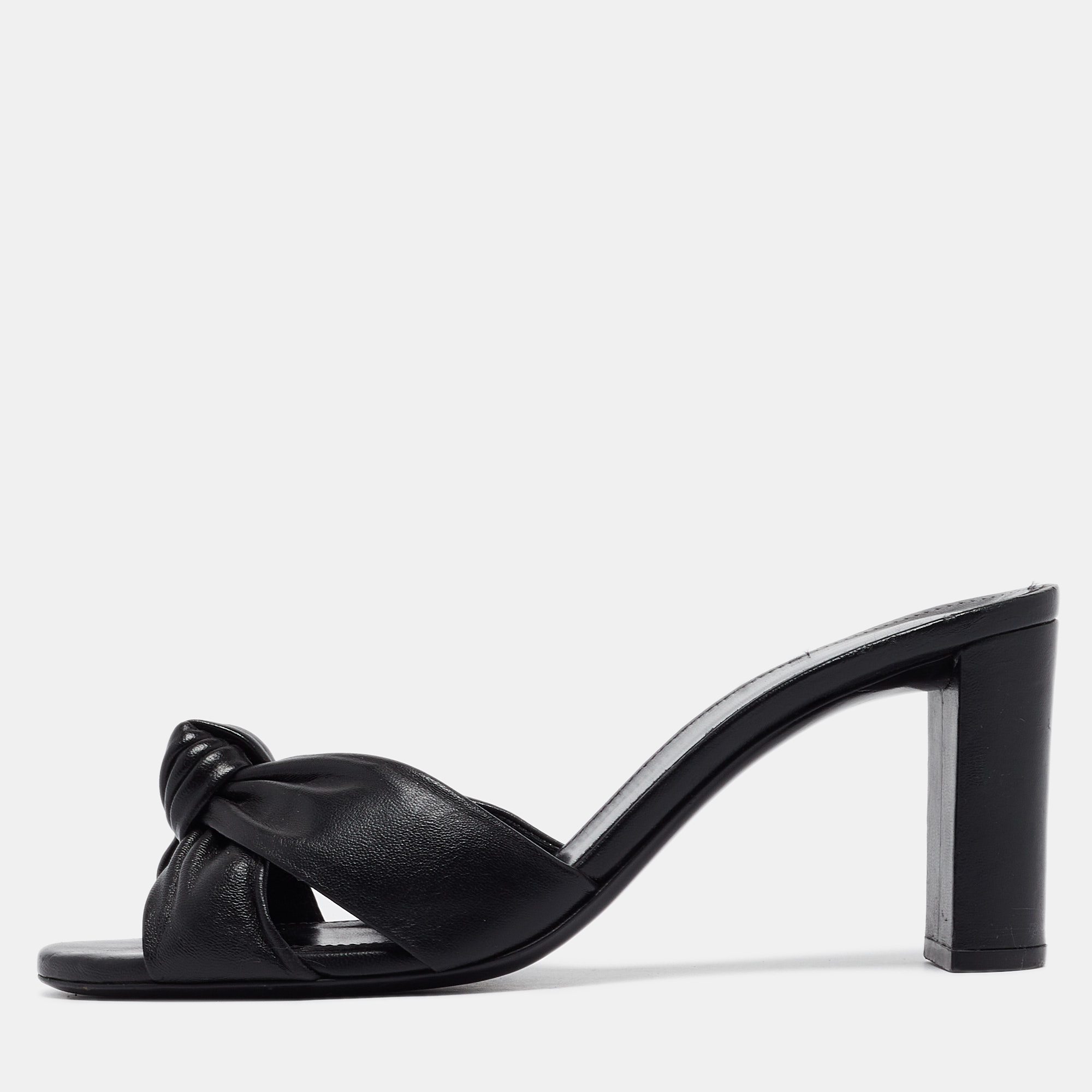 

Saint Laurent Black Leather Bianca Slide Sandals Size
