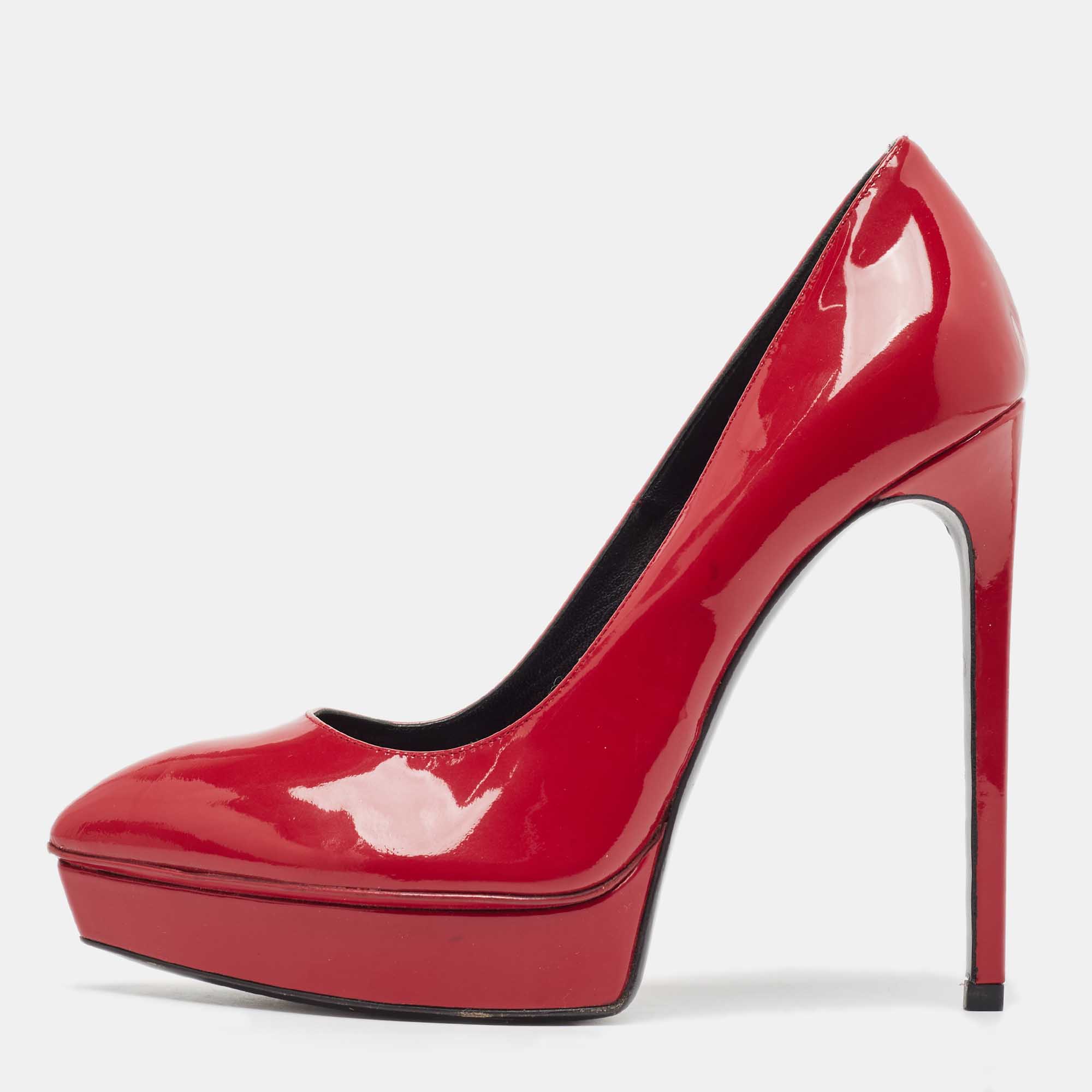 

Saint Laurent Dark Red Patent Leather Janis Pumps Size