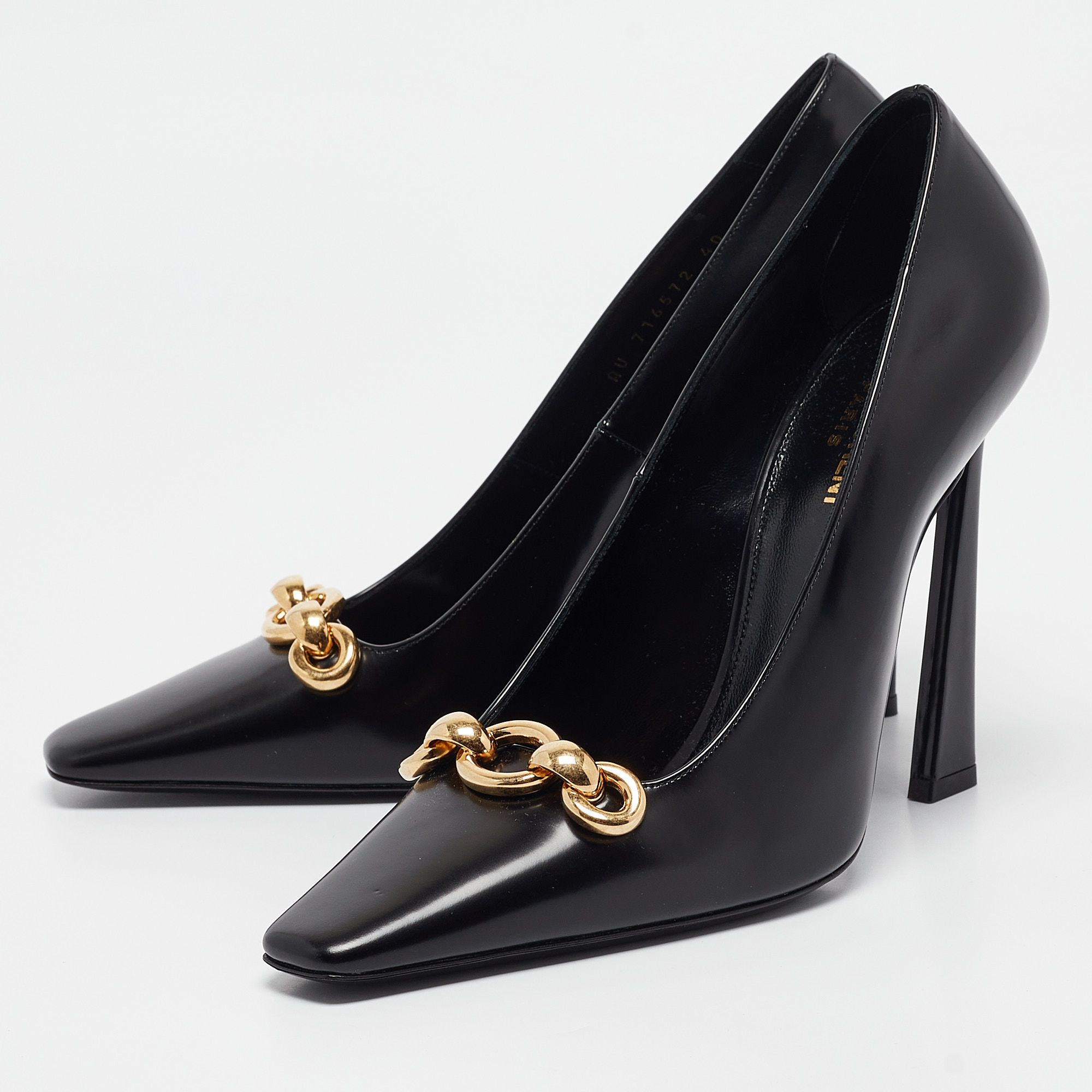 Saint Laurent Black Leather Pointed Toe Pumps Size 40 