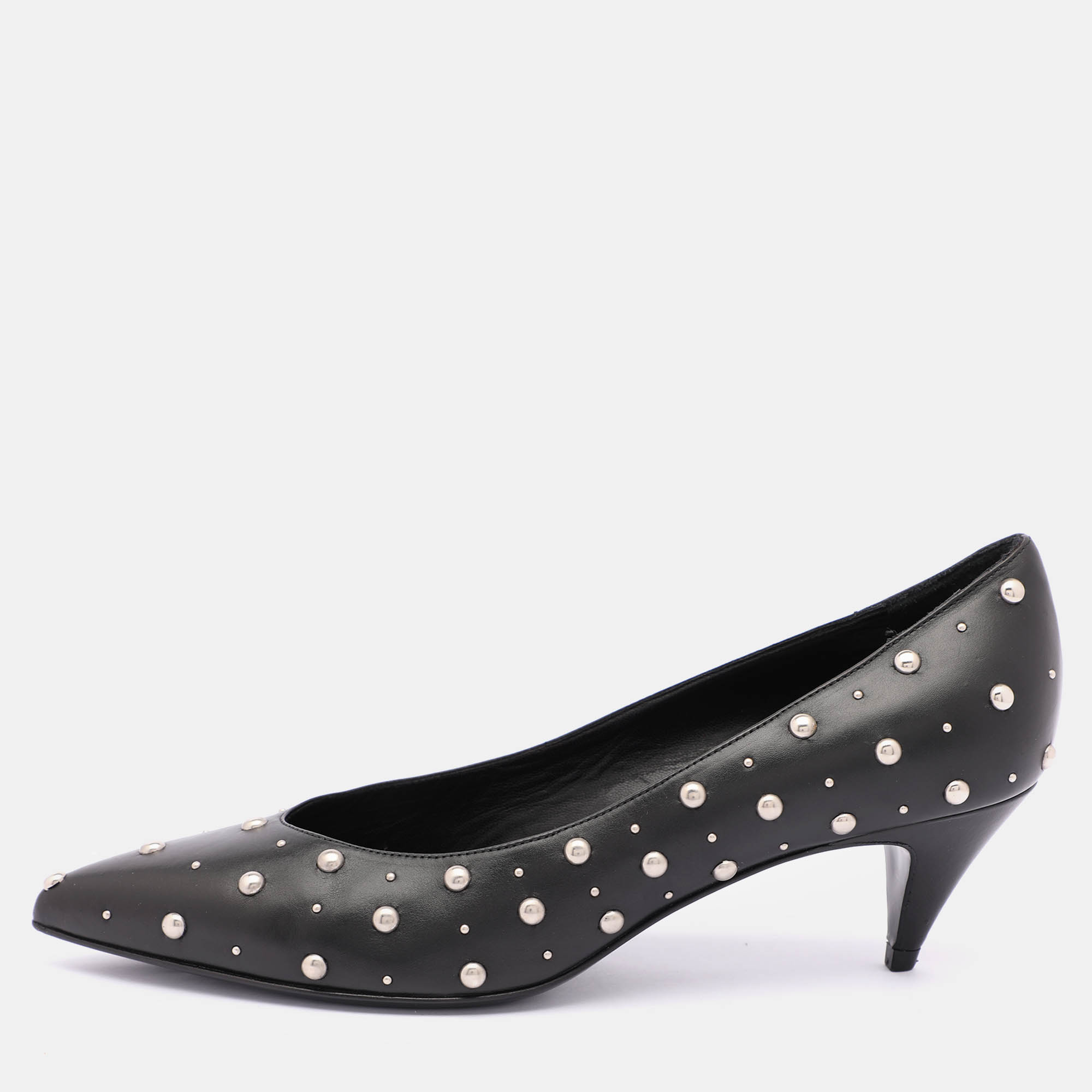 

Saint Laurent Black Leather Embellished Pointed Toe Pumps Size