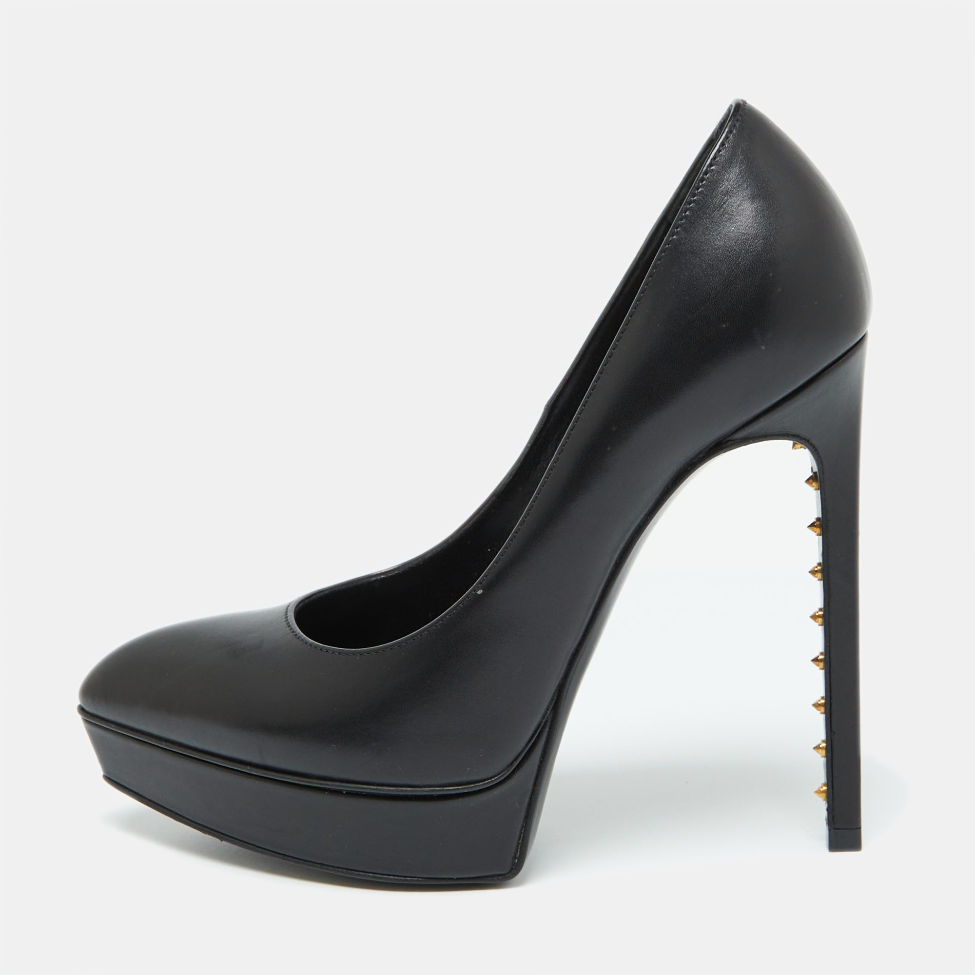 

Saint Laurent Black Leather Janis Pointed Toe Platform Pumps Size