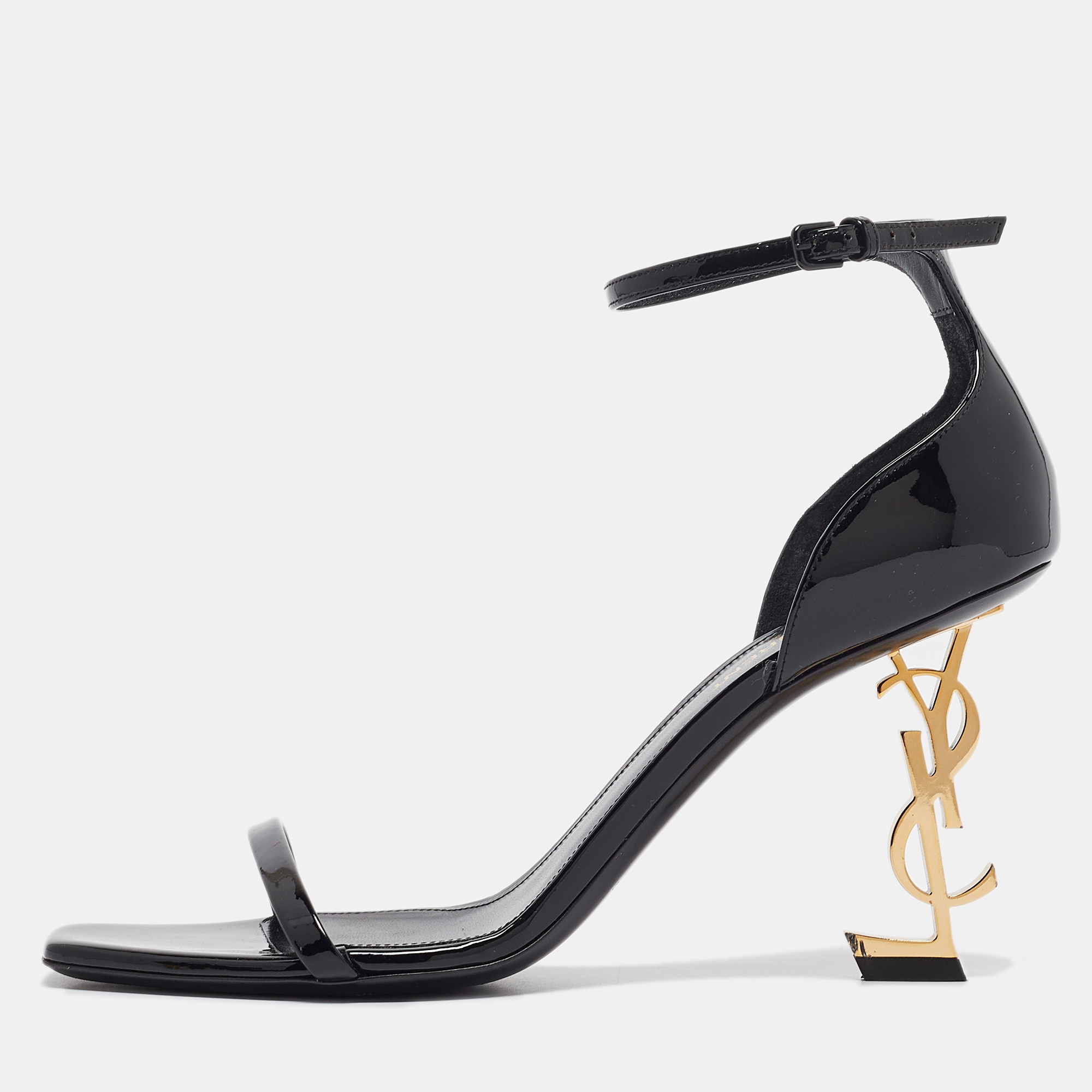 

Saint Laurent Black Patent Leather Opyum Sandals Size