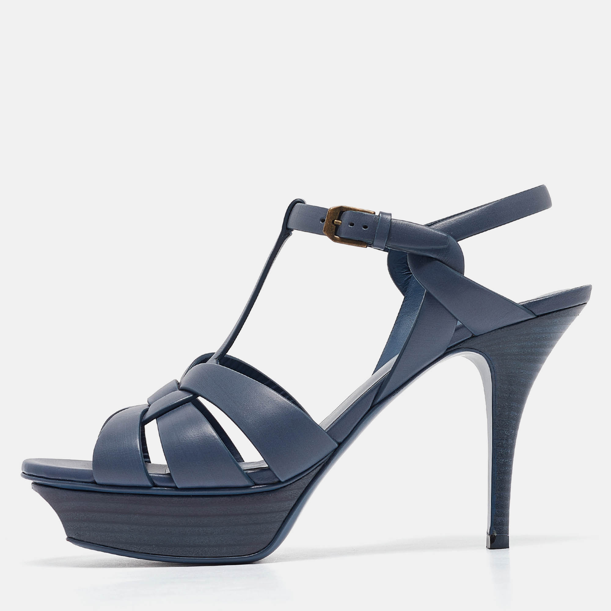 

Saint Laurent Blue Leather Tribute Sandals Size