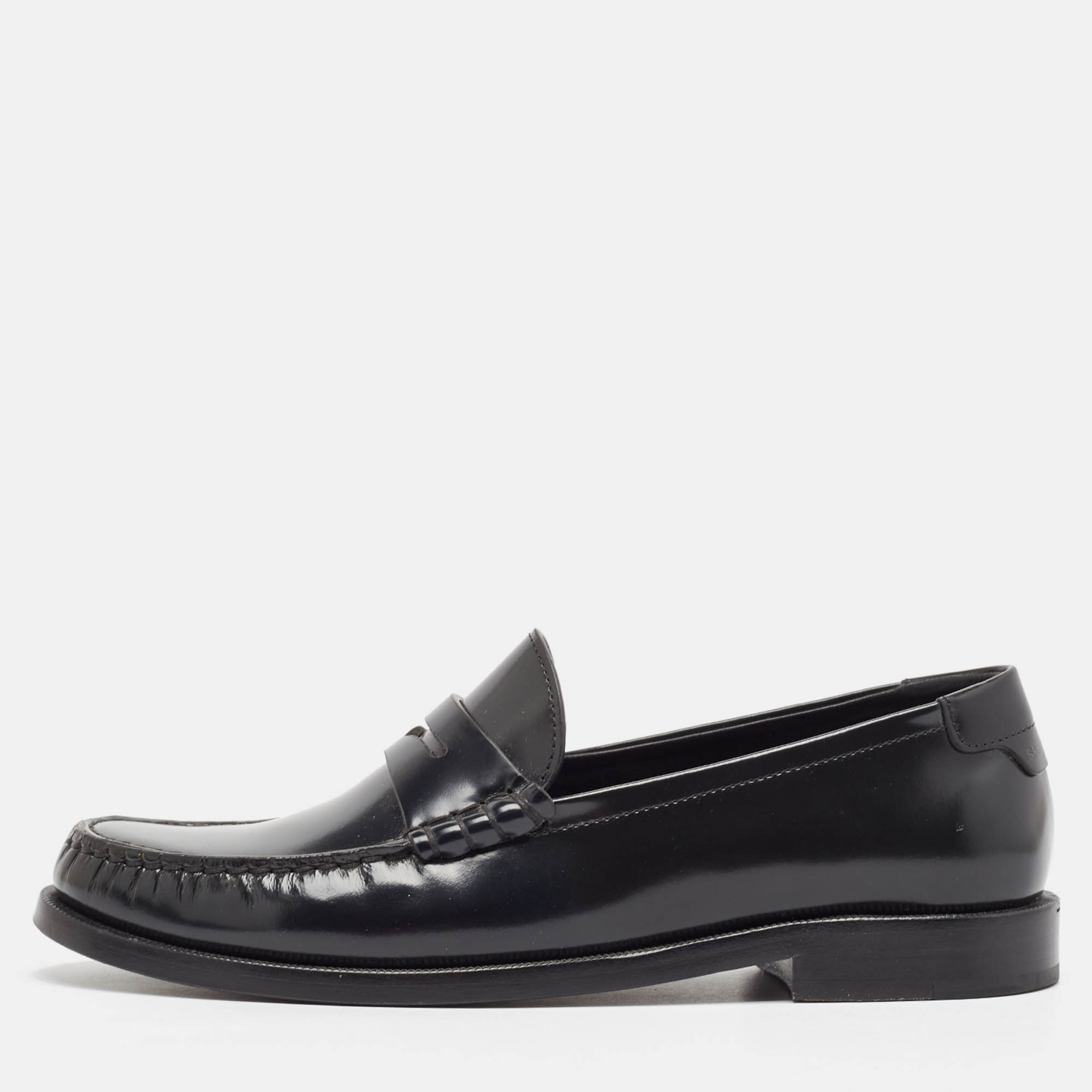 

Saint Laurent Black Leather Slip On Loafers Size