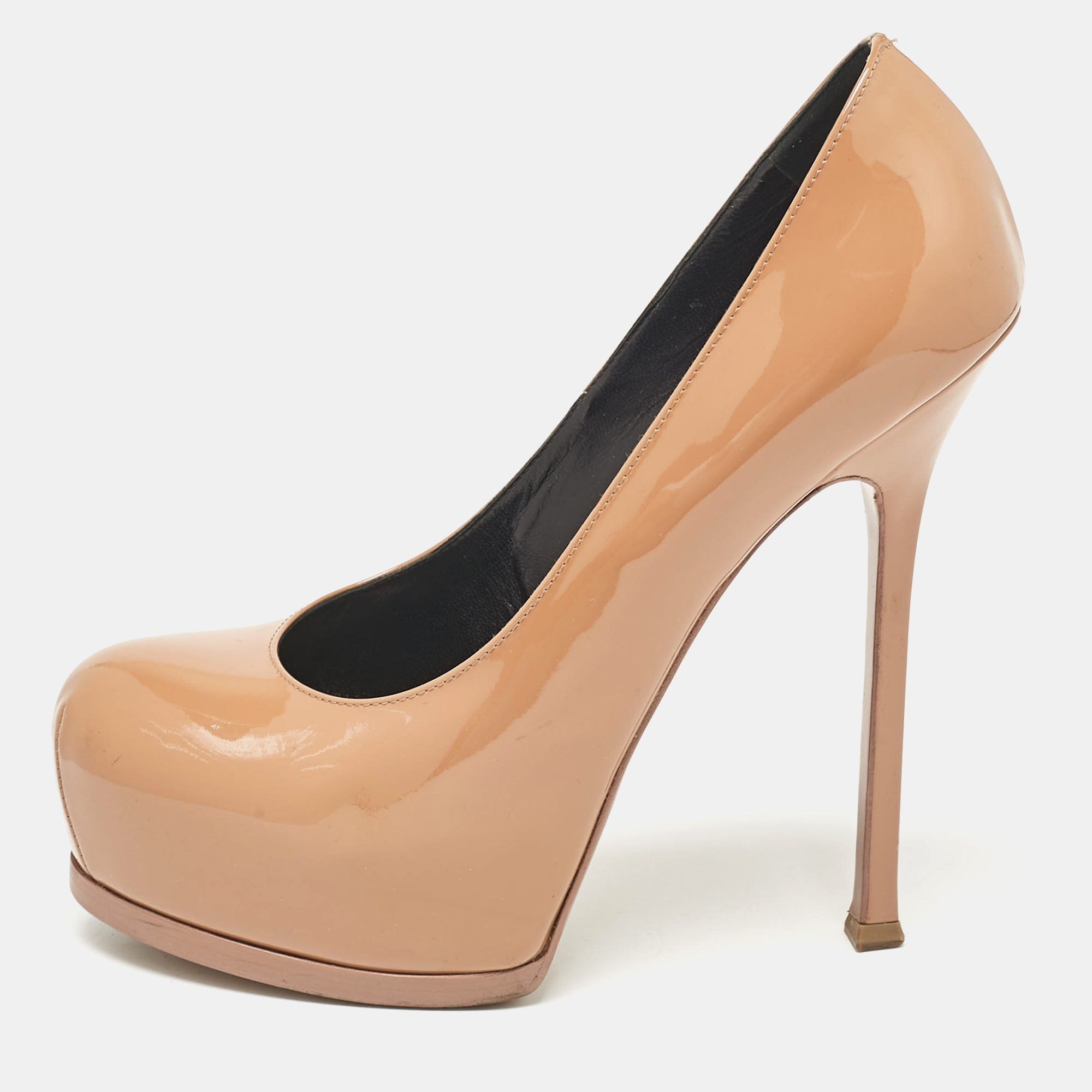 

Saint Laurent Beige Patent Leather Tribtoo Pumps Size