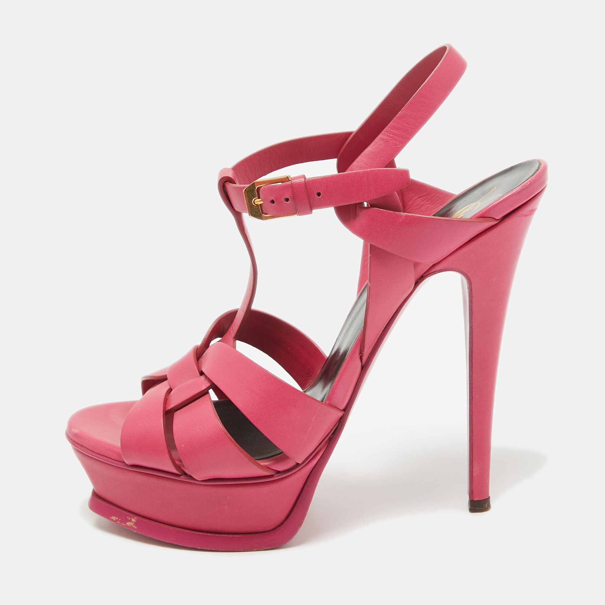 

Saint Laurent Pink Leather Tribute Sandals Size