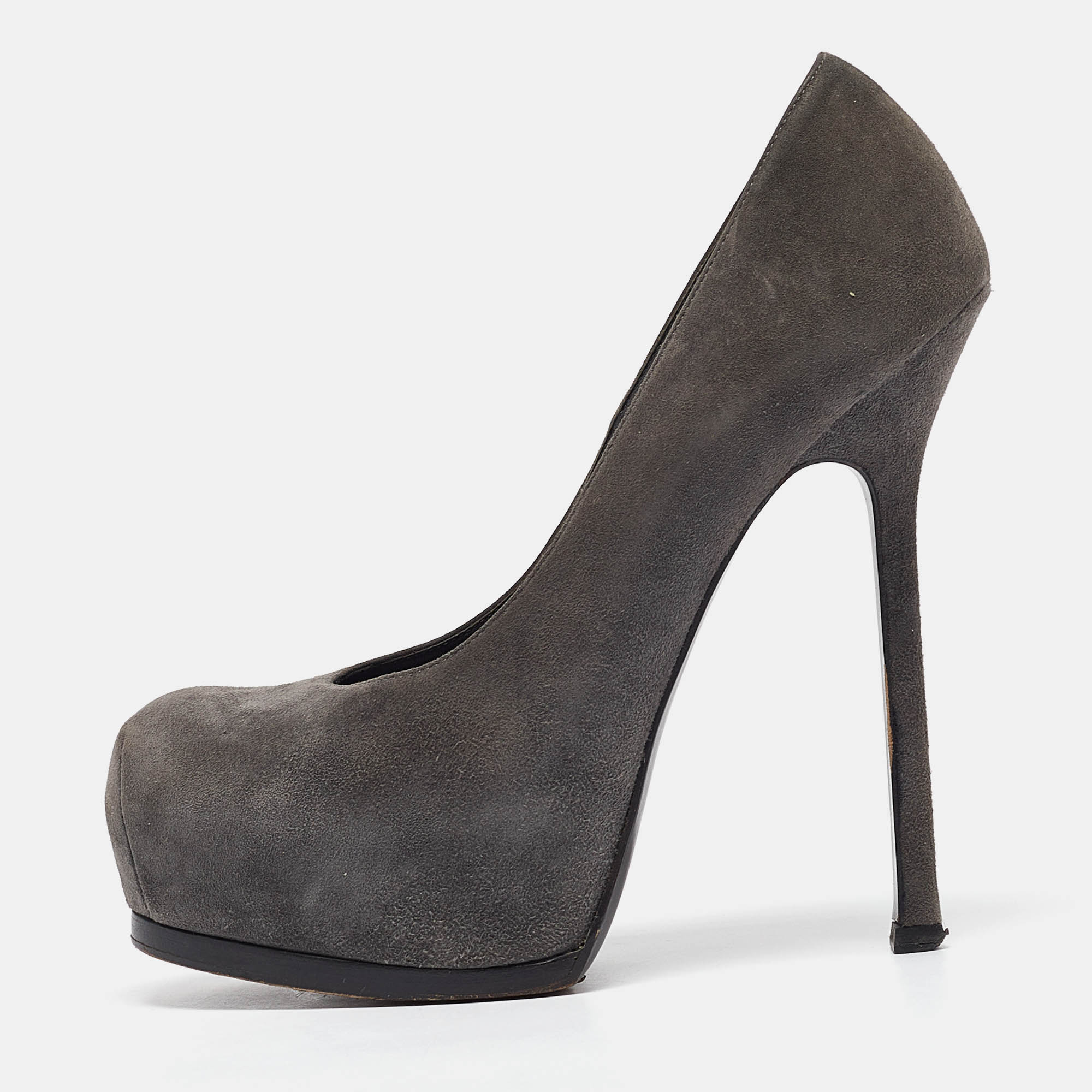 

Saint Laurent Grey Suede Tribtoo Platform Pumps Size