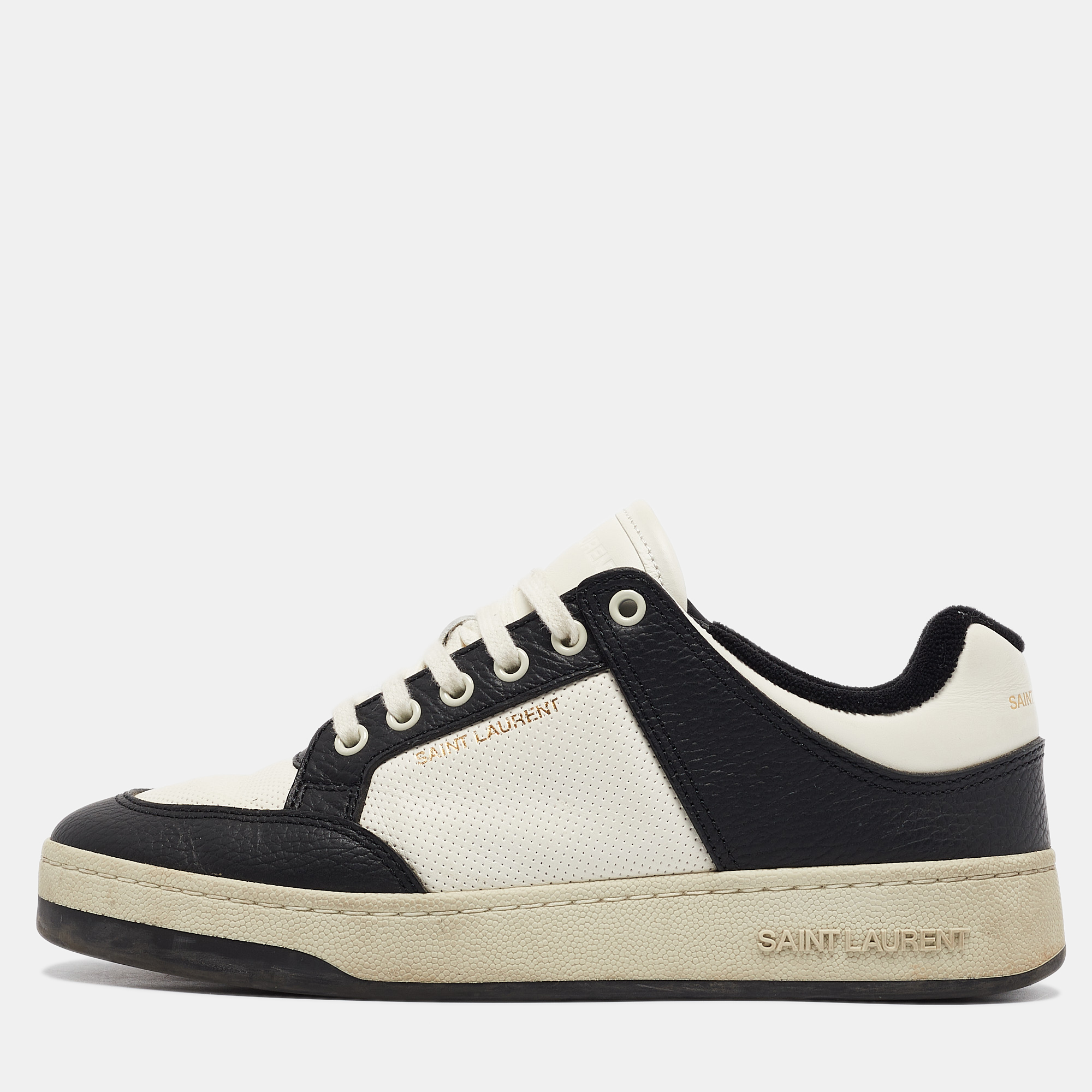 

Saint Laurent Black/White Leather SL/61 Lace Up Sneakers Size