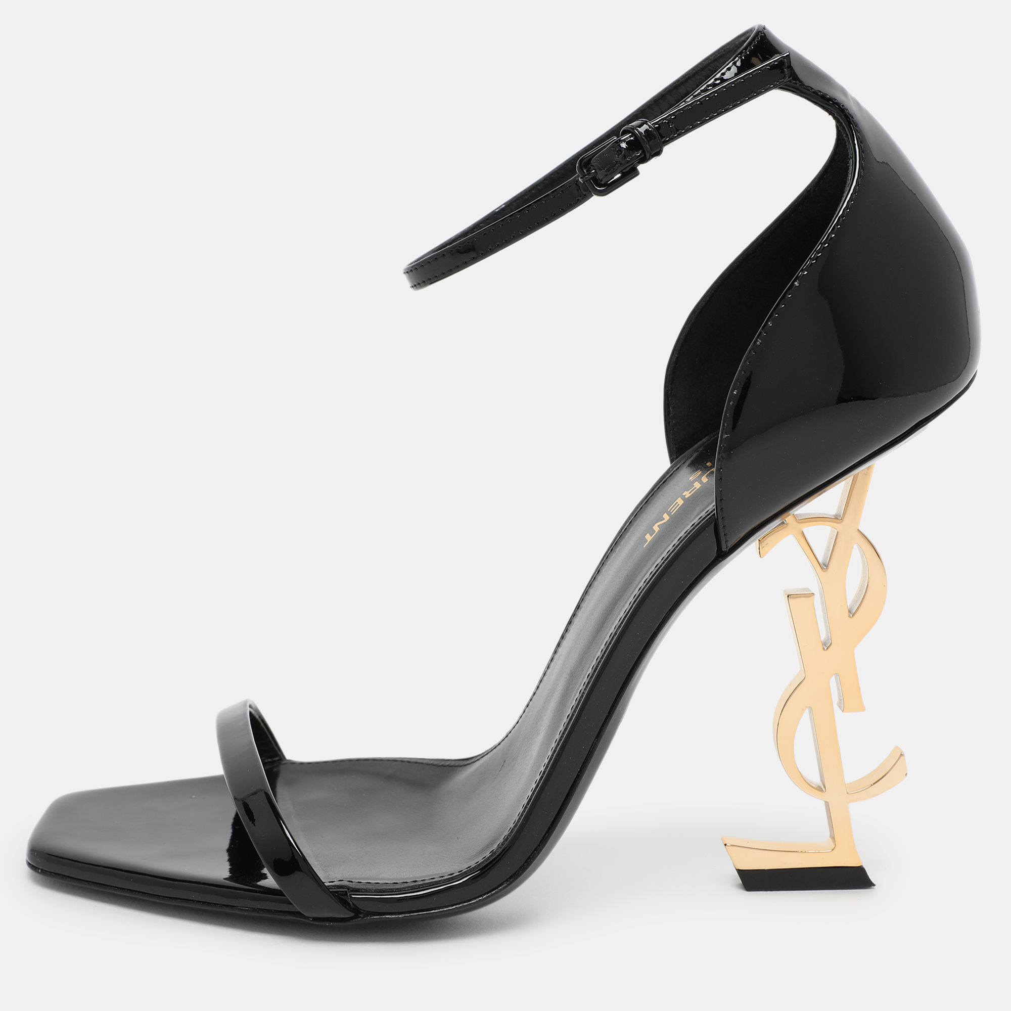 

Saint Laurent Black Patent Leather Opyum Ankle Strap Sandals Size