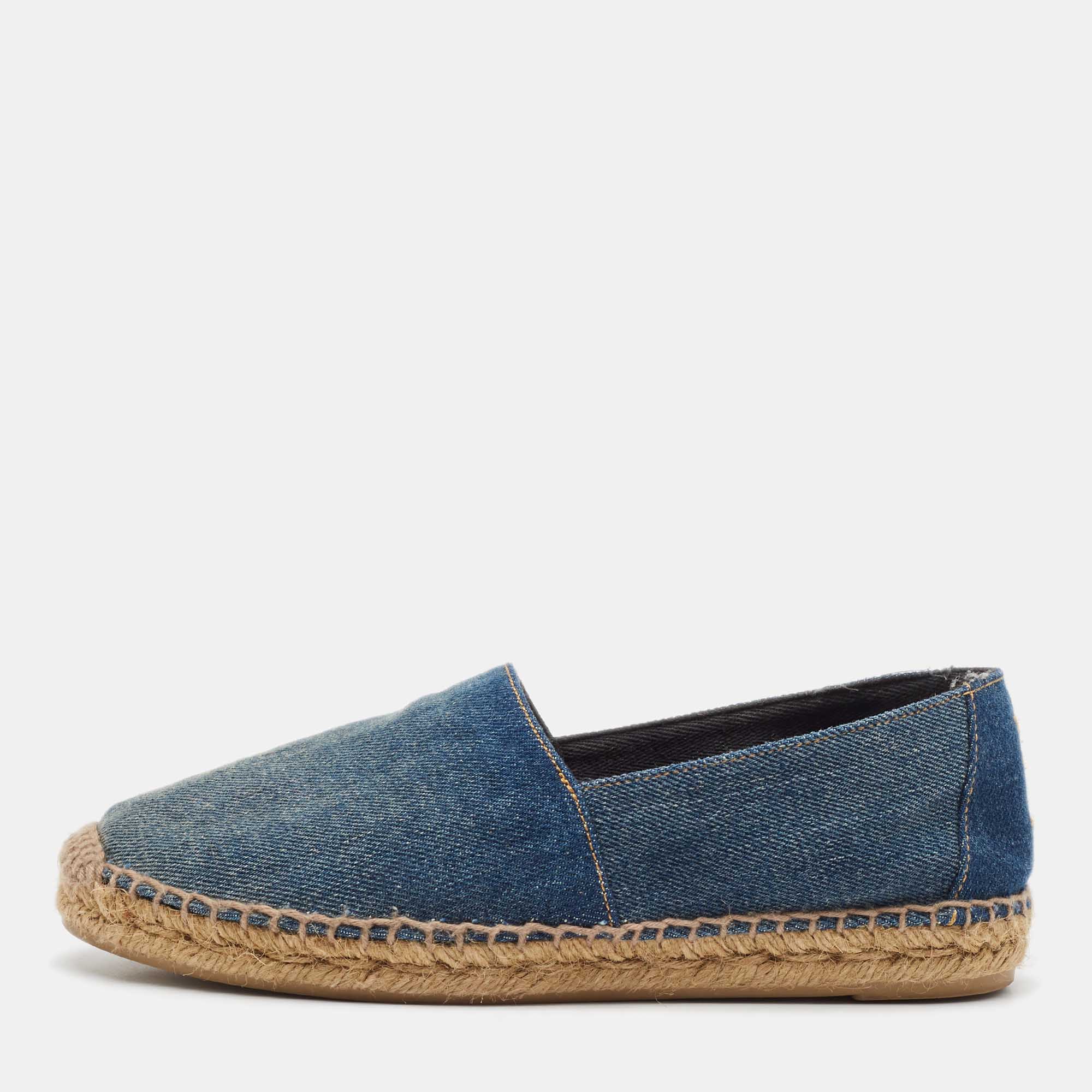 

Saint Laurent Blue Denim Espadrille Flats Size