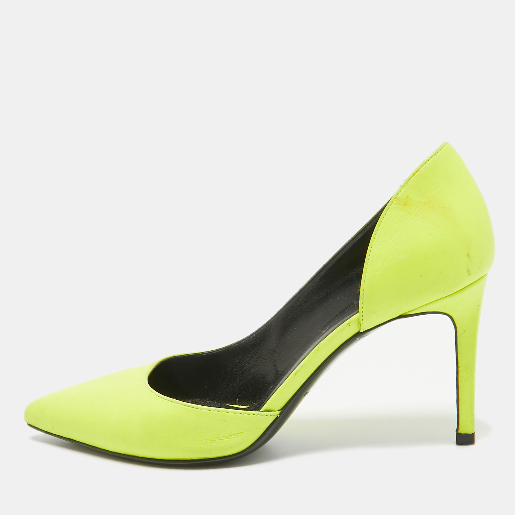 

Saint Laurent Neon Yellow Leather D'orsay Pumps Size