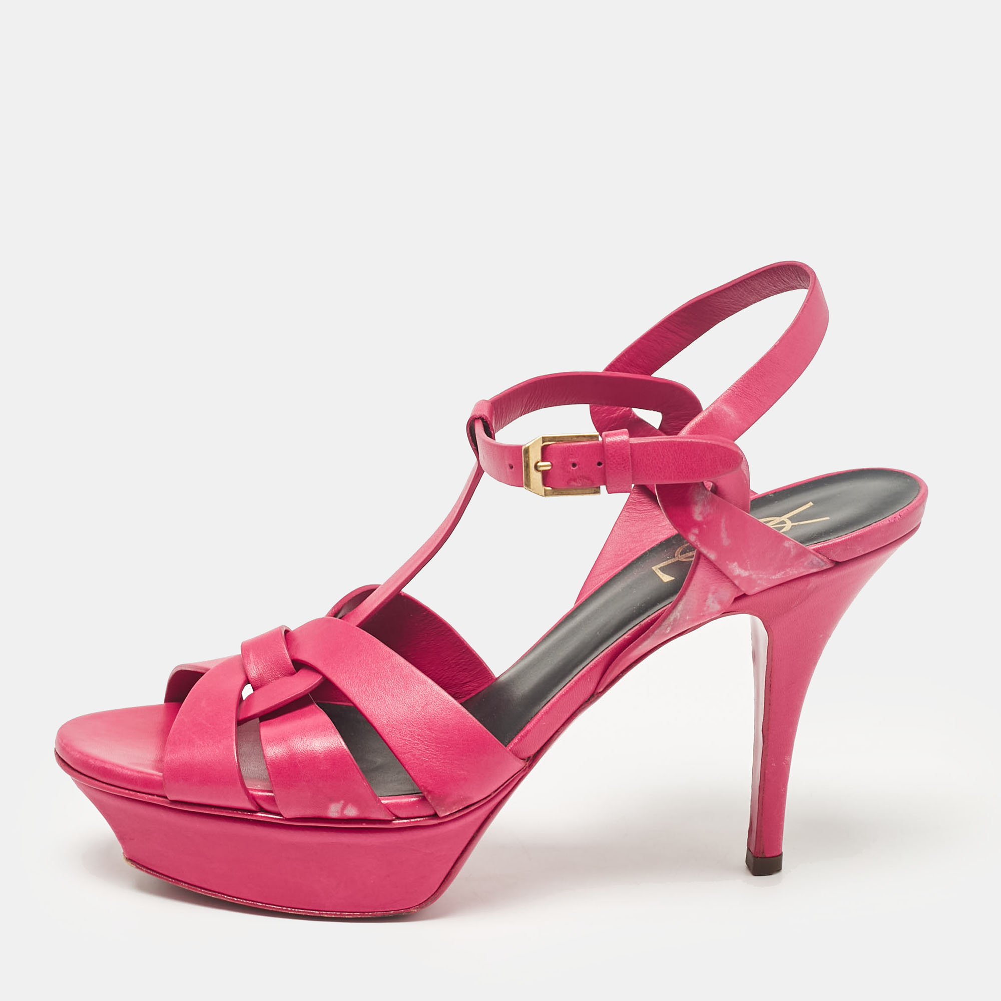 

Saint Laurent Pink Leather Tribute Sandals Size