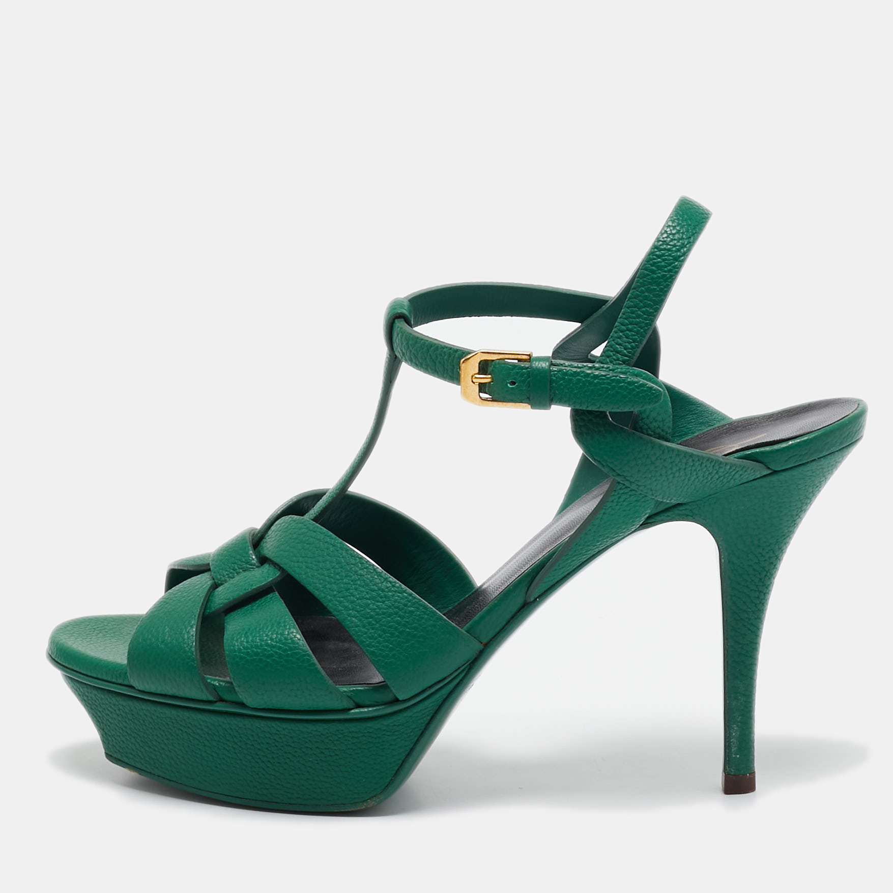 

Saint Laurent Green Leather Tribute Sandals Size