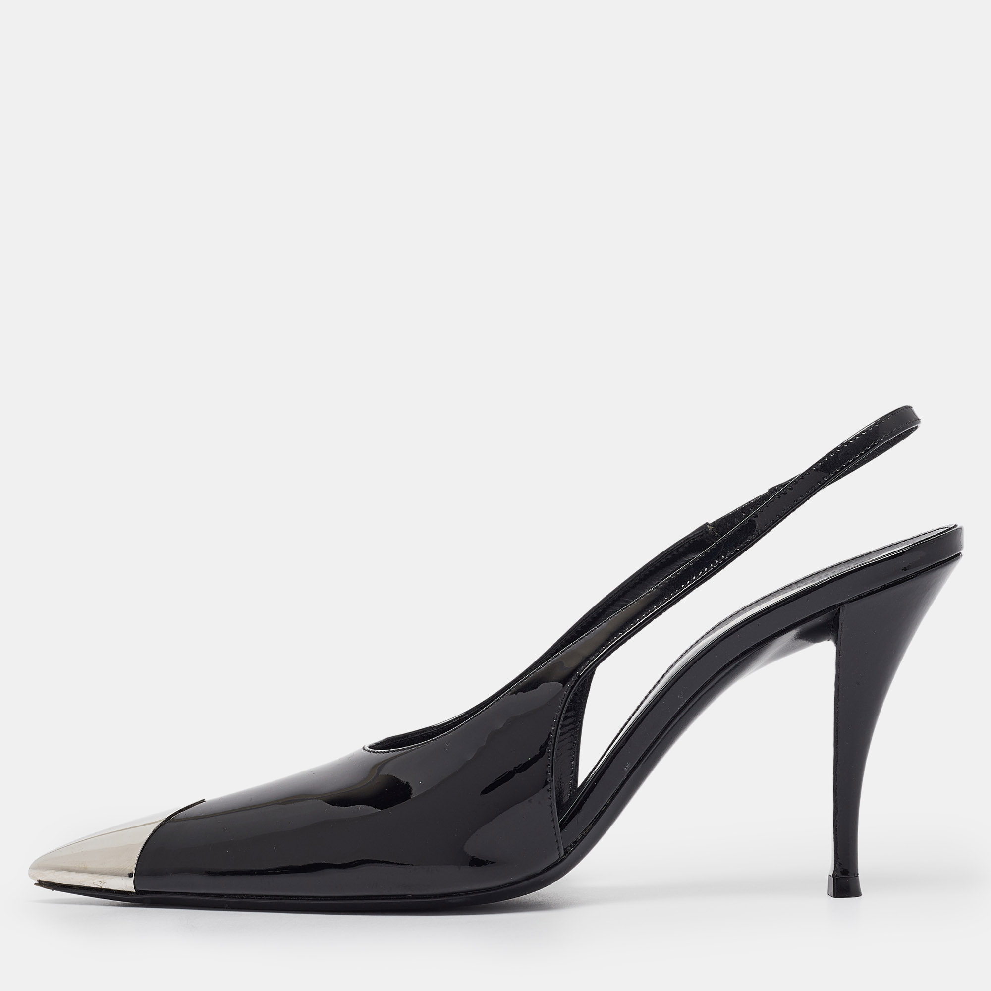 

Saint Laurent Black Patent Leather Vesper Slingback Pumps Size